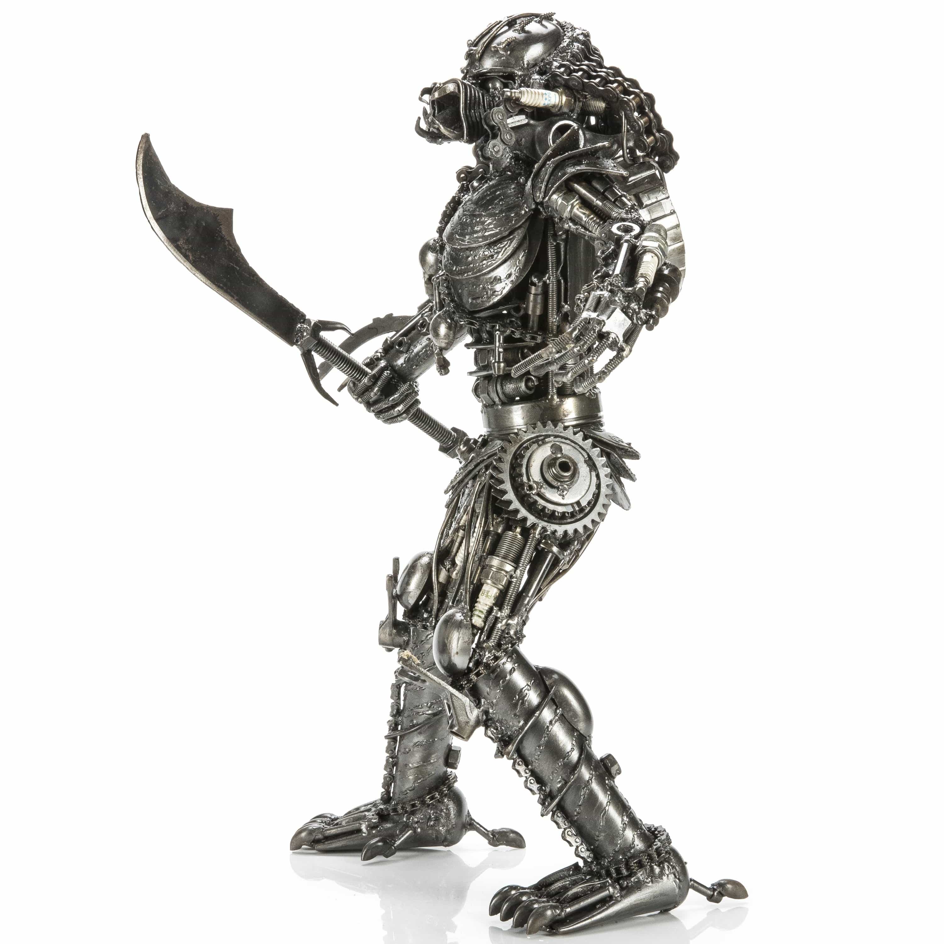 Kalifano Recycled Metal Art 23" Predator with Sword Inspired Recycled Metal Sculpture RMS-P58x41-S02