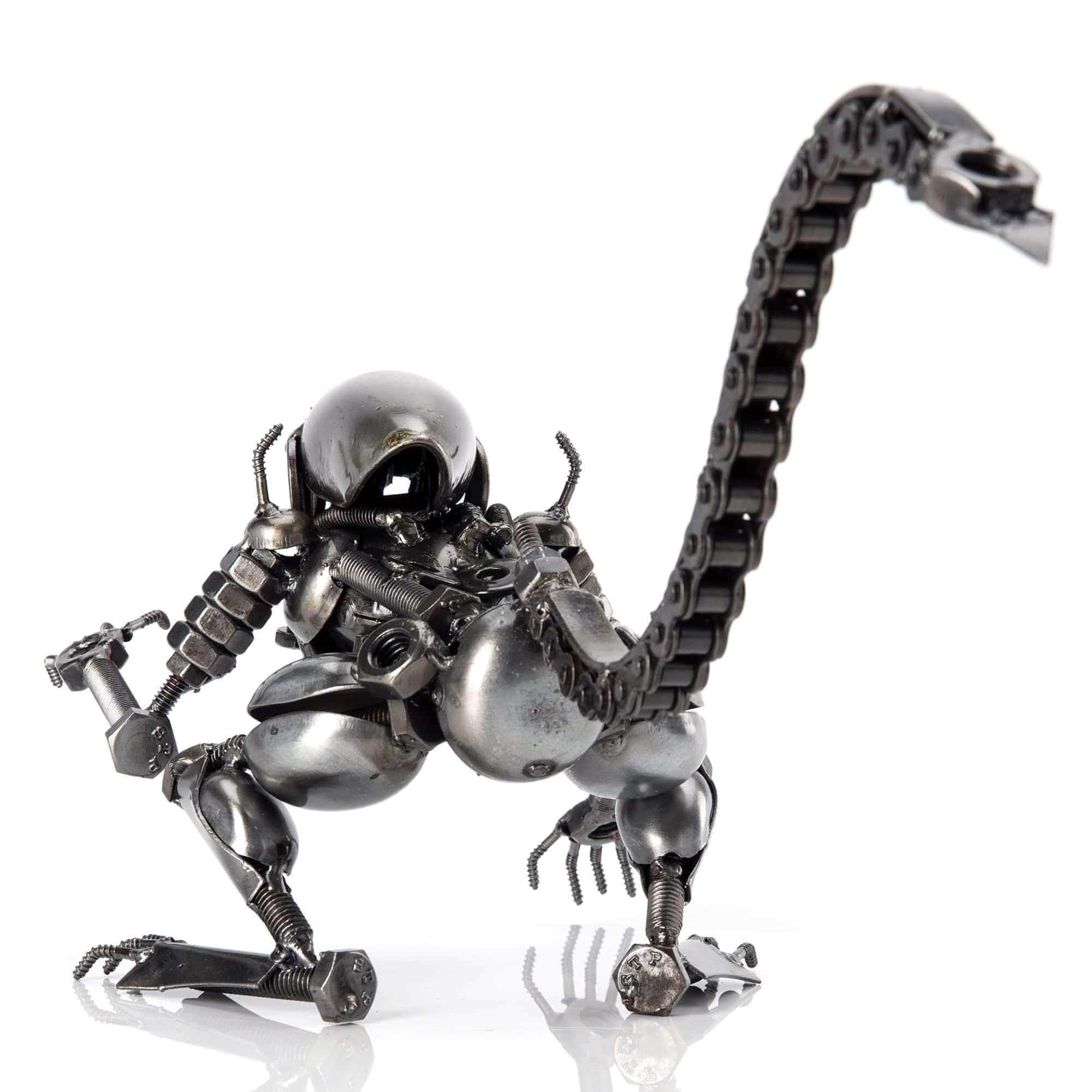 Kalifano Recycled Metal Art Alien Crouched Inspired Recycled Metal Sculpture RMS-700AA-N