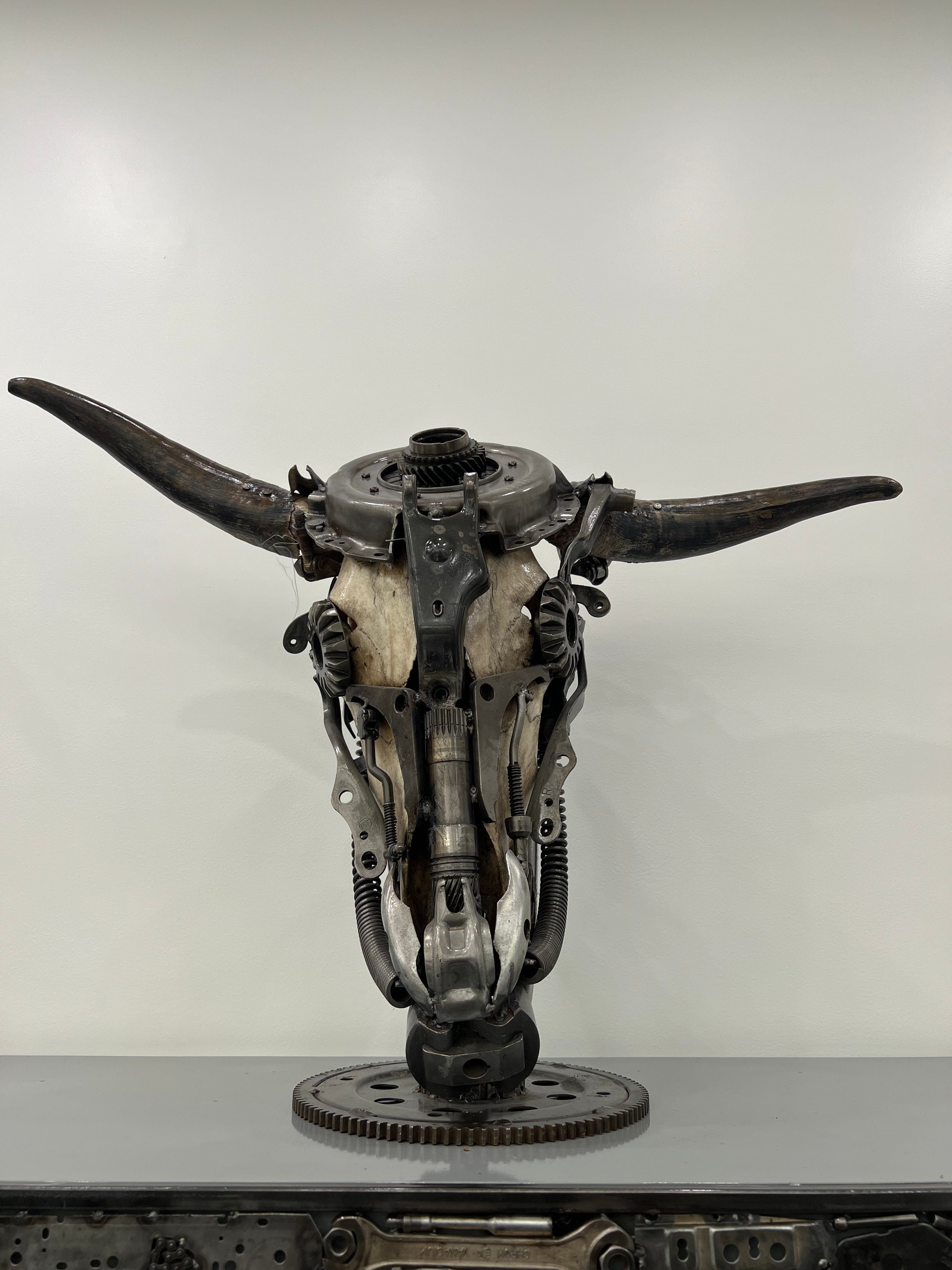 Kalifano Recycled Metal Art Bull Skull Recycled Metal Art Sculpture RMS-BSK-S24