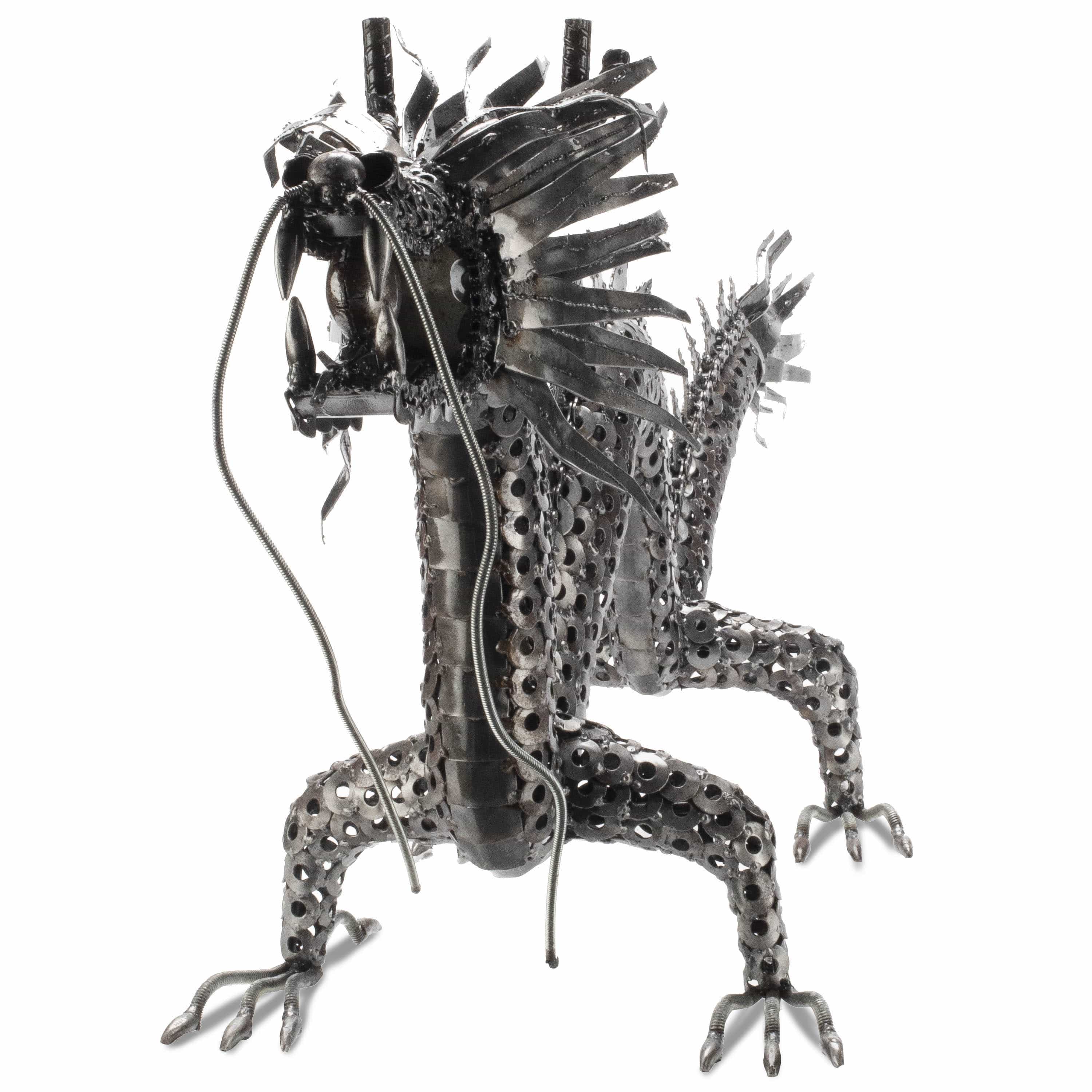 Kalifano Recycled Metal Art Chinese Dragon Inspired Recycled Metal Art Sculpture - RMS-CD45-Y