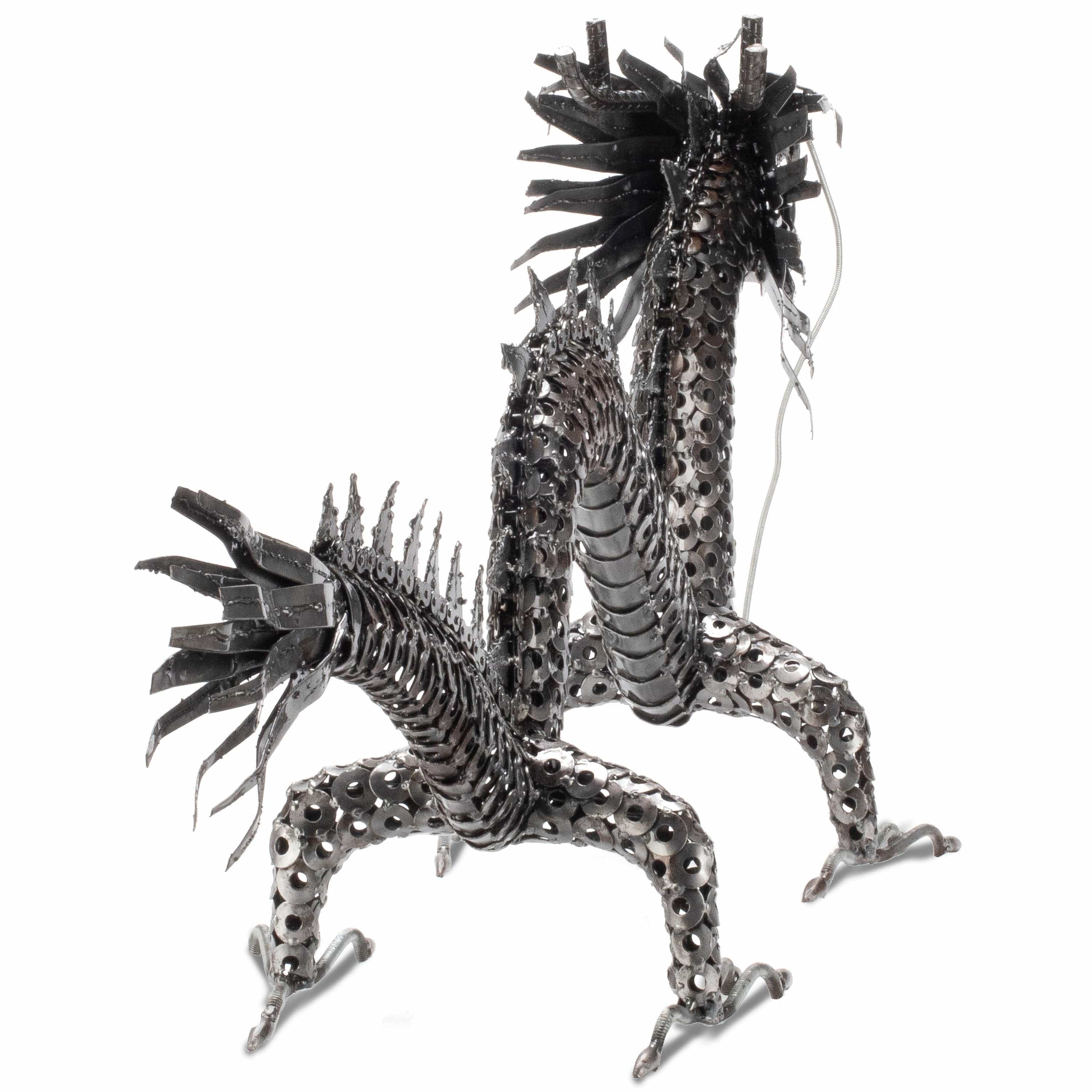 Kalifano Recycled Metal Art Chinese Dragon Inspired Recycled Metal Art Sculpture - RMS-CD45-Y