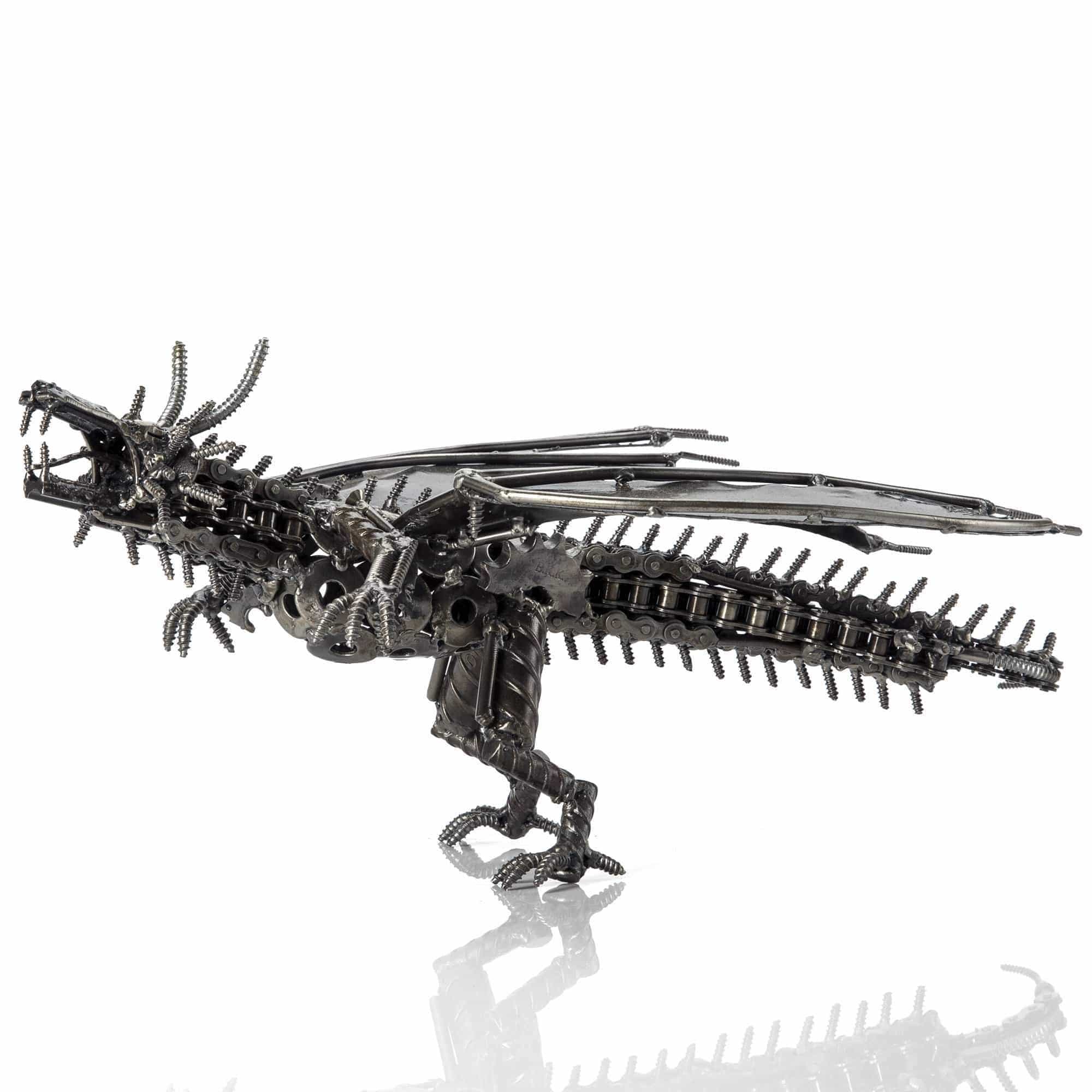 Kalifano Recycled Metal Art Dragon Original Recycled Metal Sculpture RMS-1800DGW-N