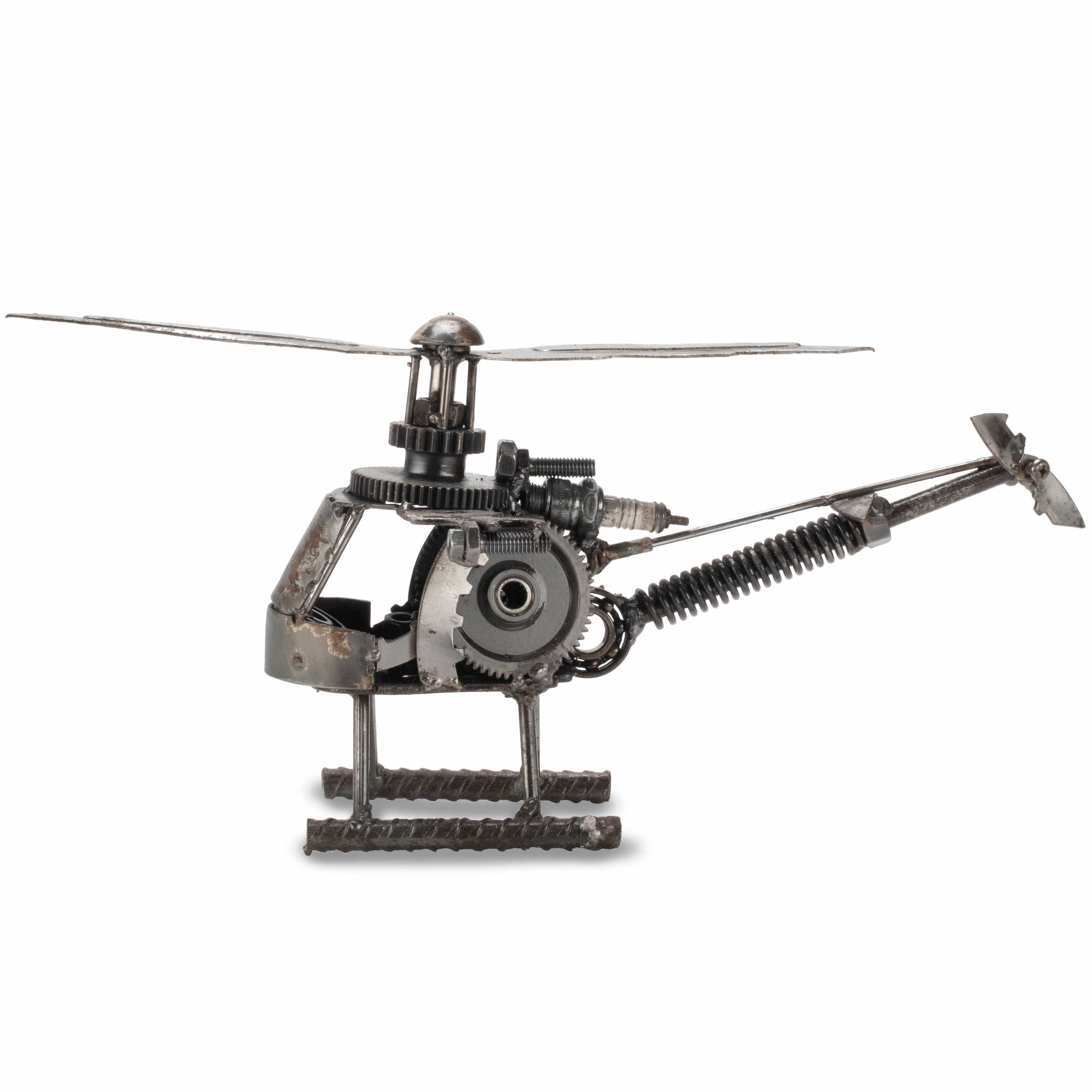 Kalifano Recycled Metal Art Helicopter Inspired Recycled Metal Art Sculpture - RMS-HC15-Y