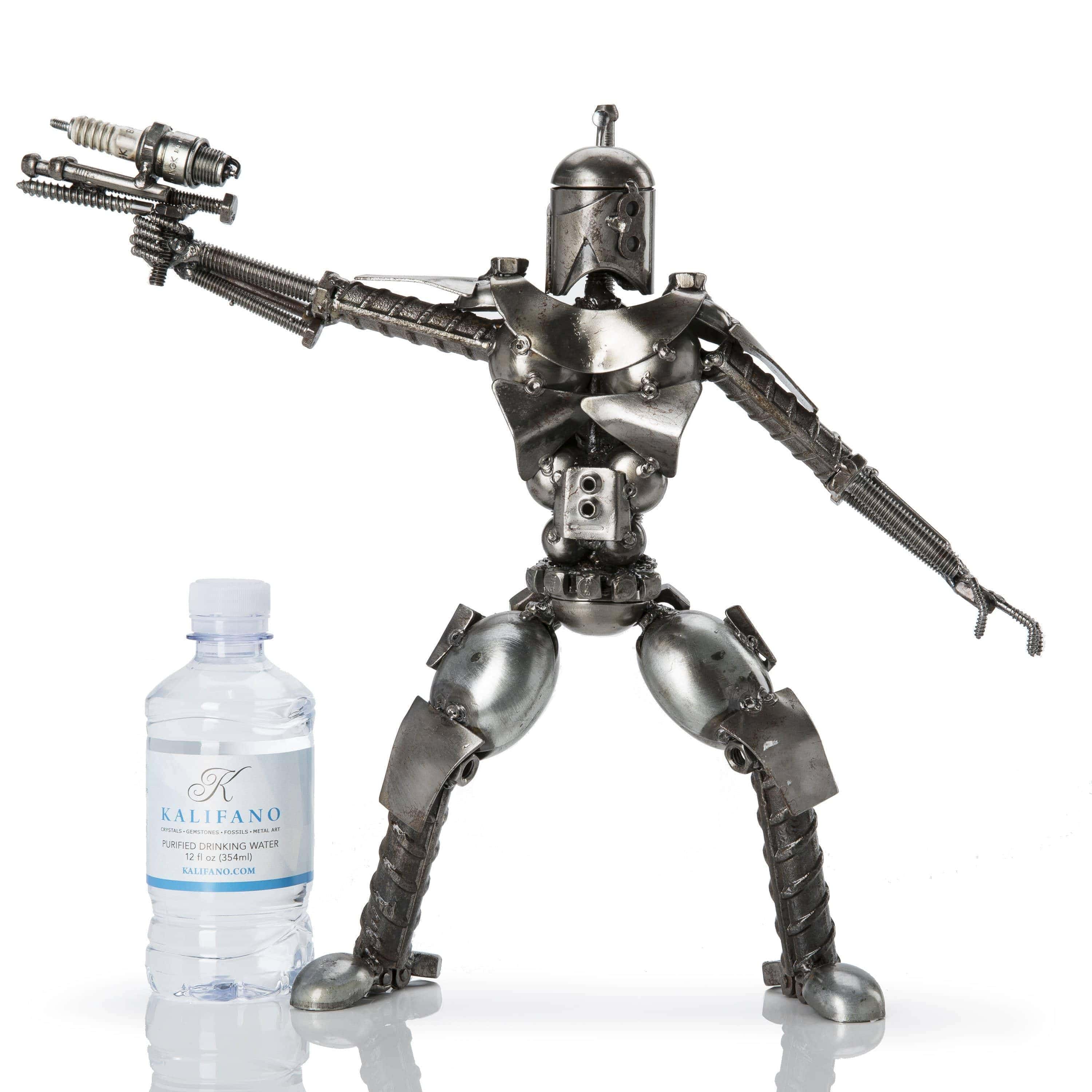 Kalifano Recycled Metal Art Jango Fett with Blaster Inspired Recycled Metal Sculpture RMS-700JFB-N