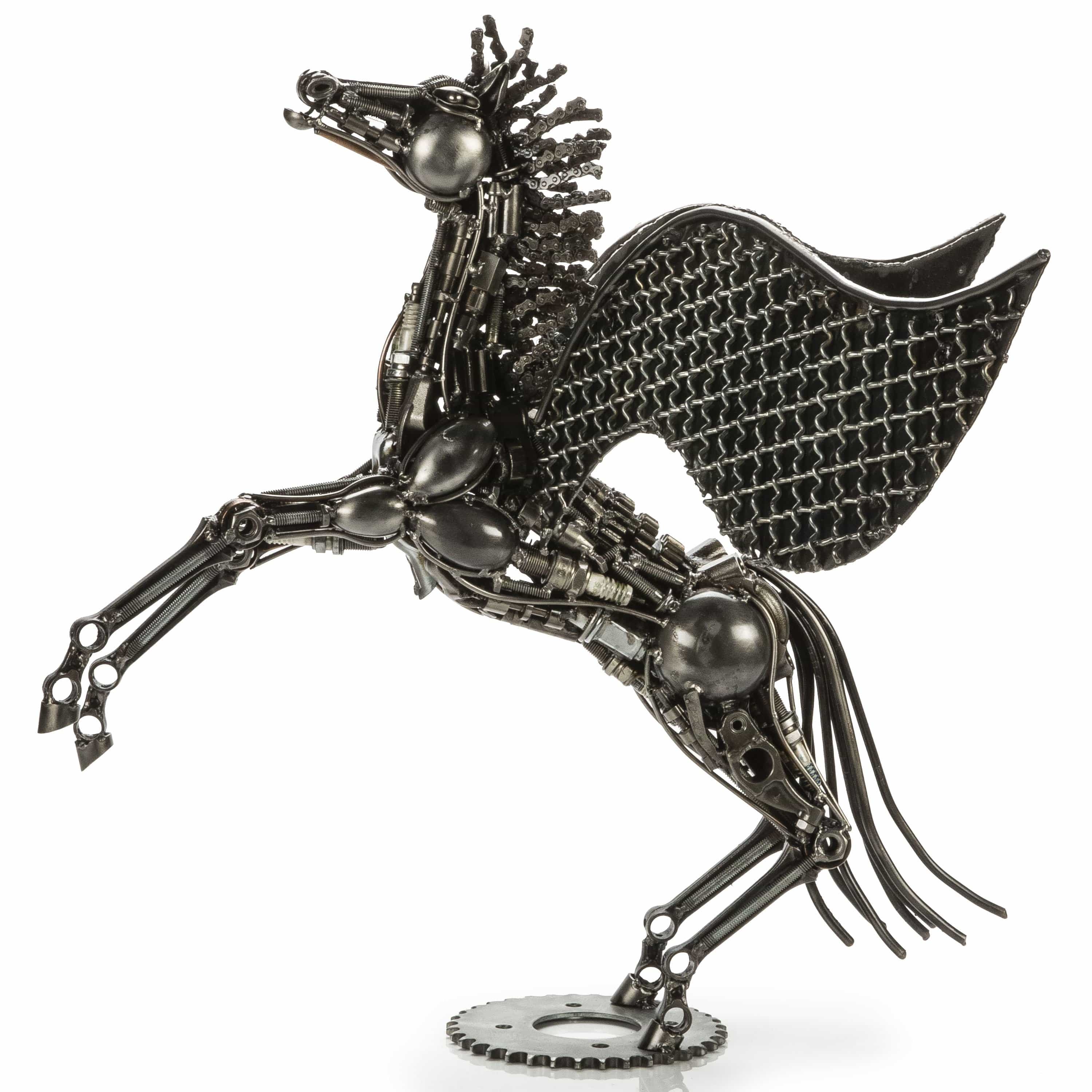 Kalifano Recycled Metal Art Pegasus Recycled Metal Sculpture RMS-PEG52x70-S