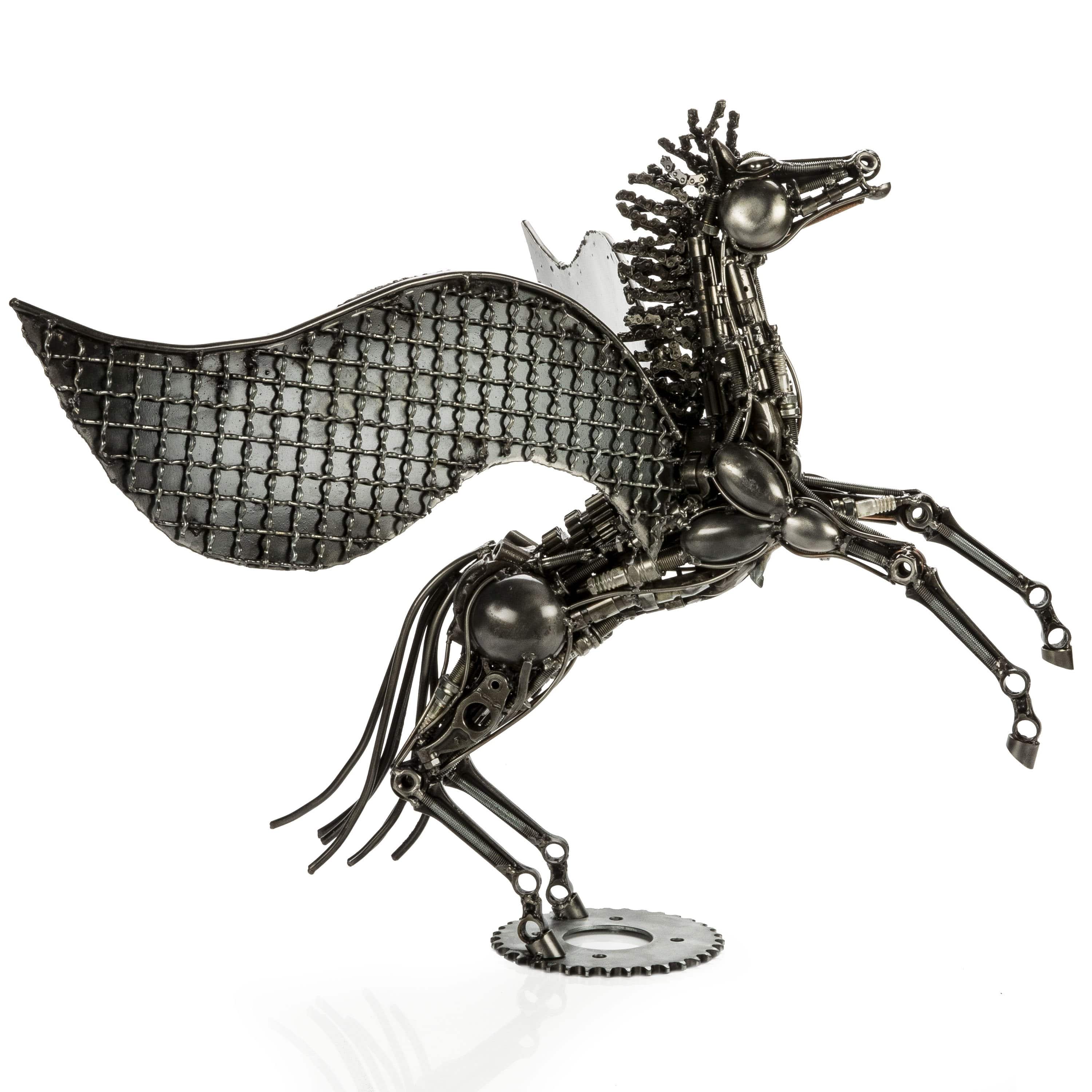 Kalifano Recycled Metal Art Pegasus Recycled Metal Sculpture RMS-PEG52x70-S