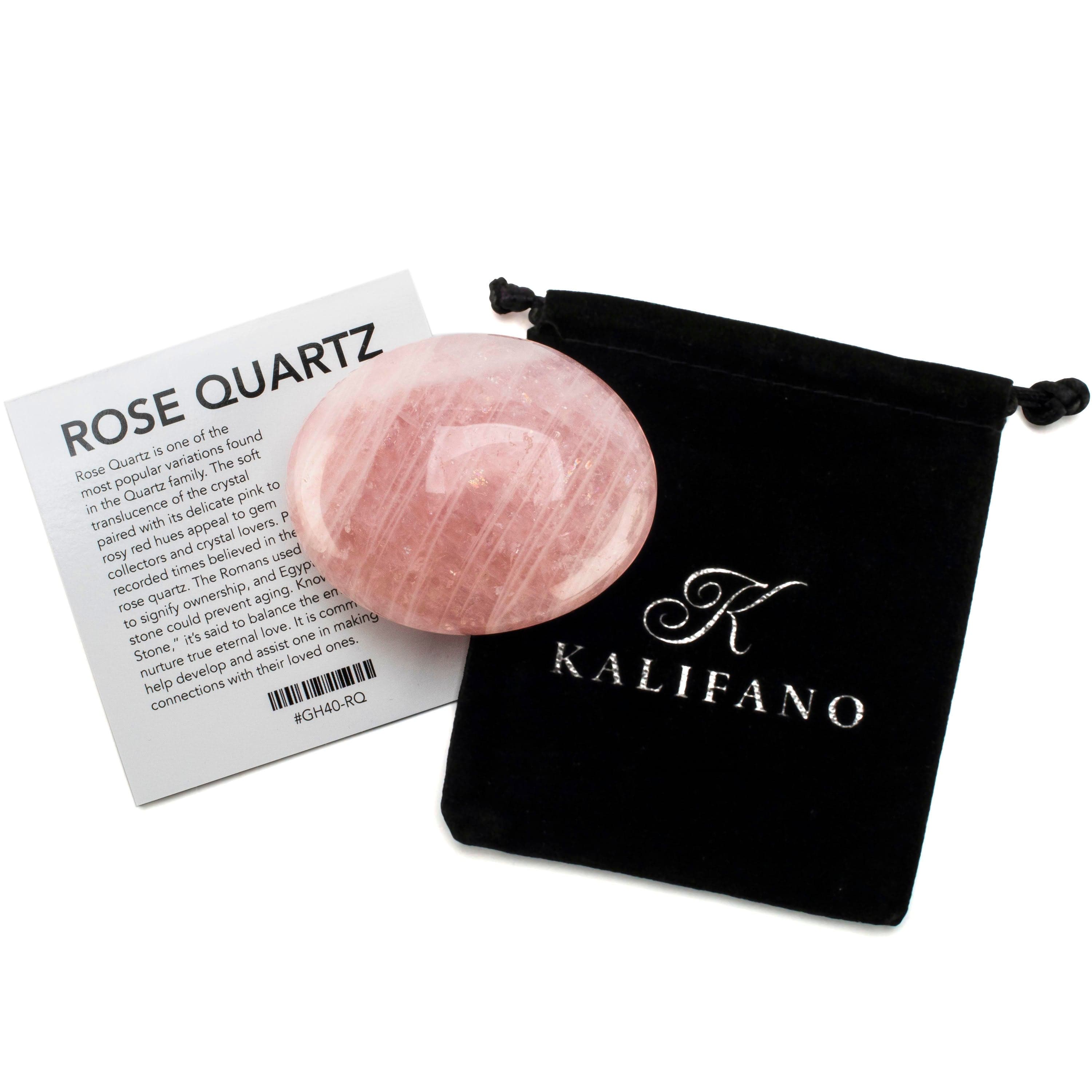 Kalifano Rose Quartz Natural Rose Quartz Palm Stone Carving from Madagascar -3" RQ50