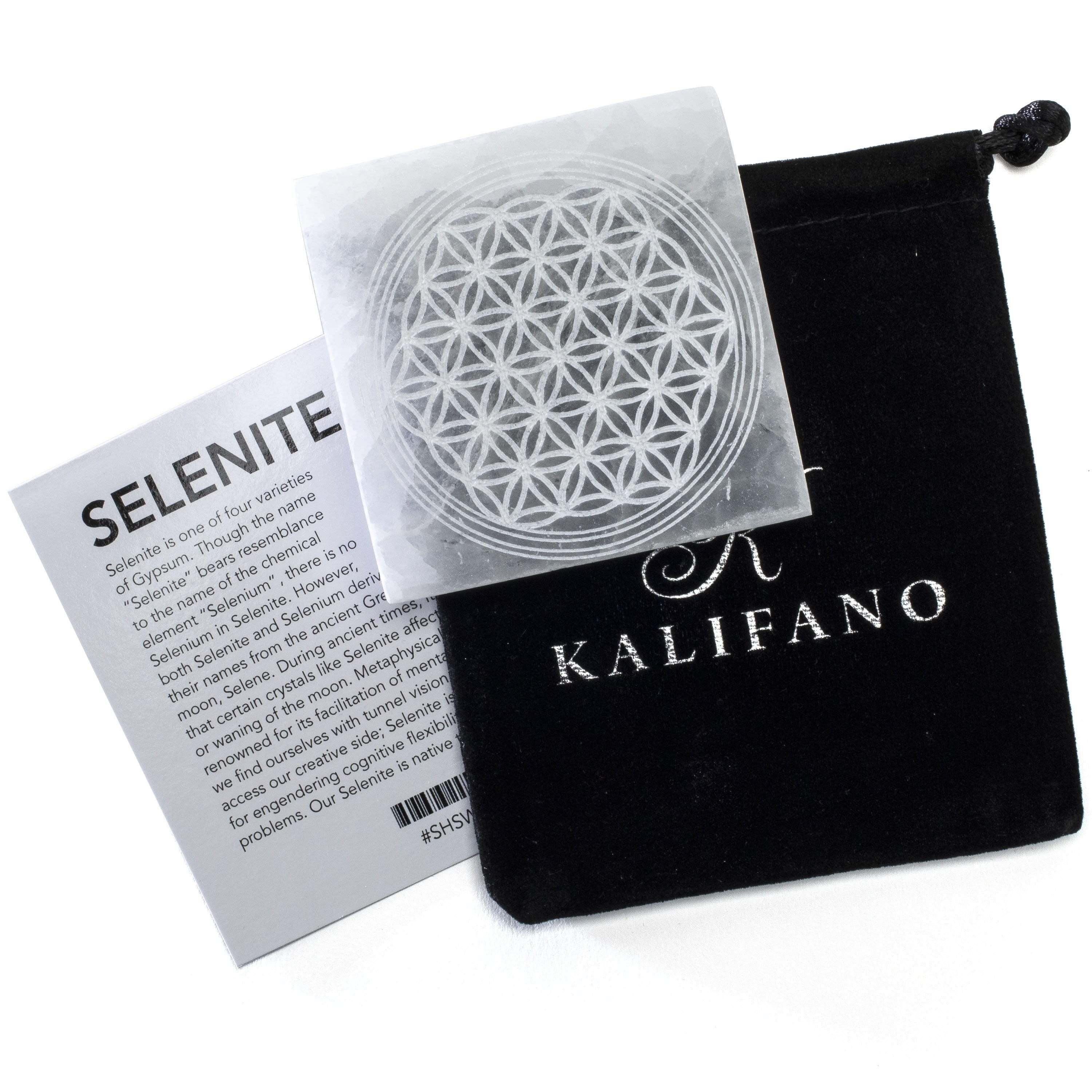 Kalifano Selenite Geometric Selenite Crystal Charging Plate SCP7-G