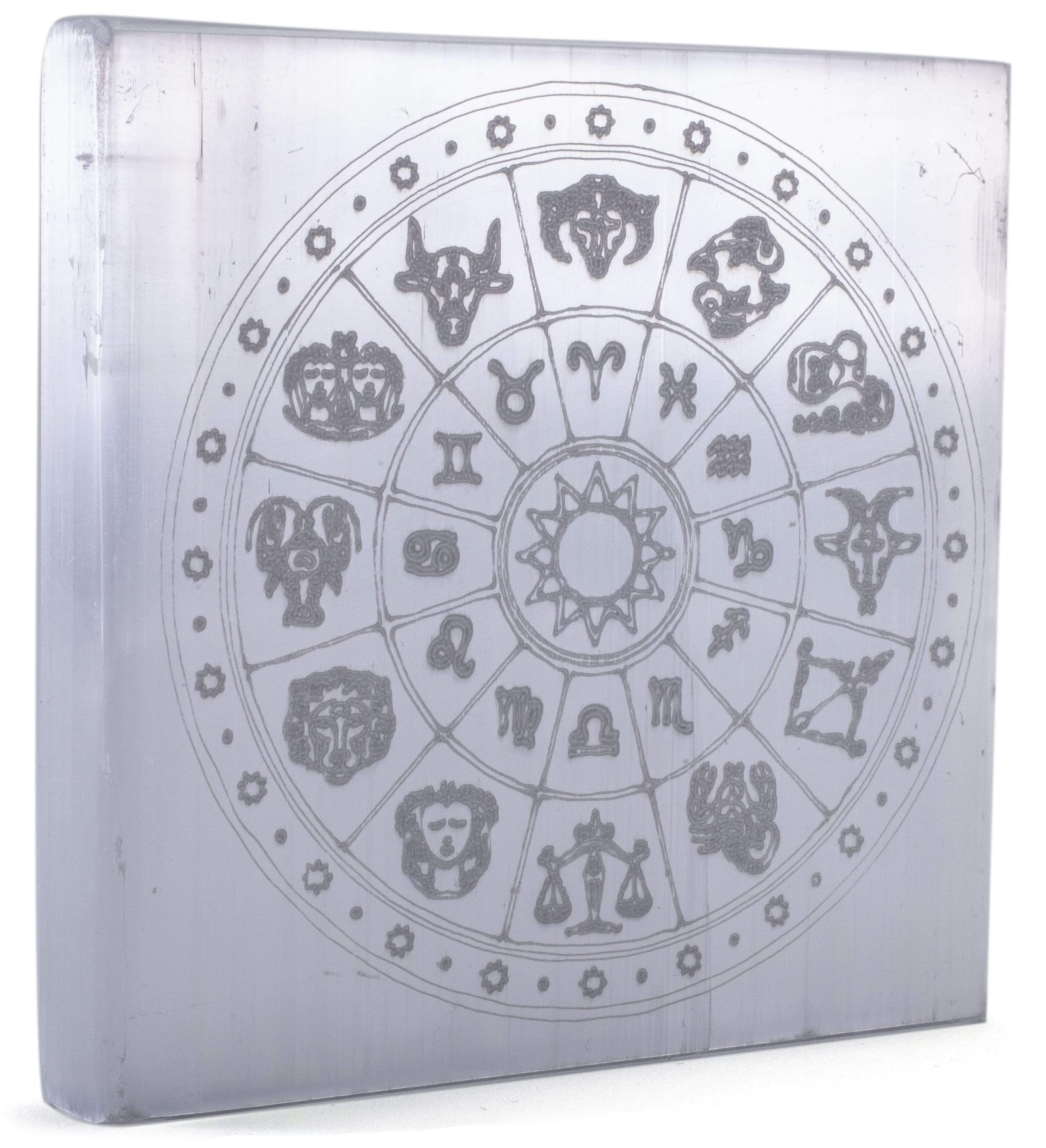 Kalifano Selenite Zodiac Selenite Crystal Charging Plate SCP7-Z