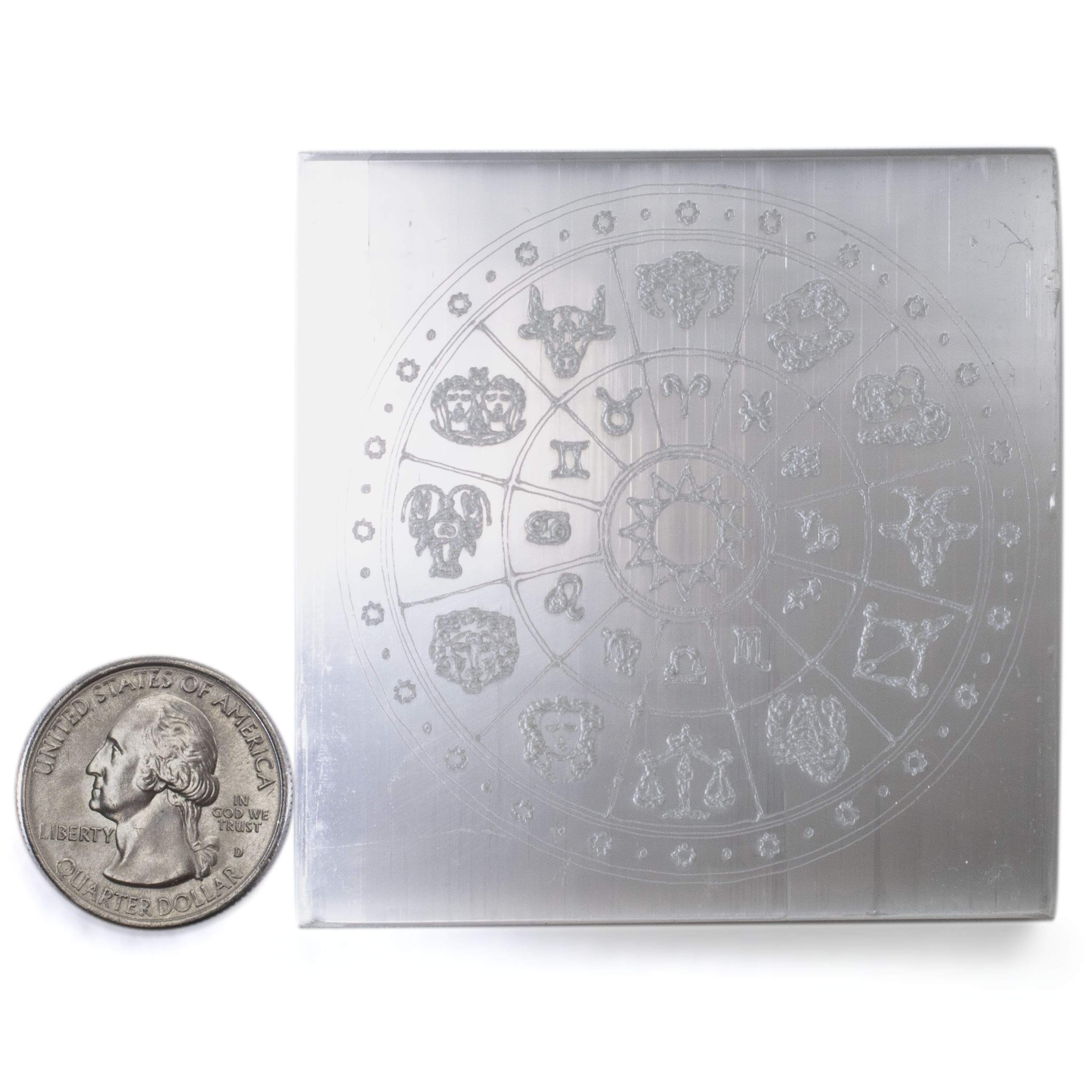 Kalifano Selenite Zodiac Selenite Crystal Charging Plate SCP7-Z