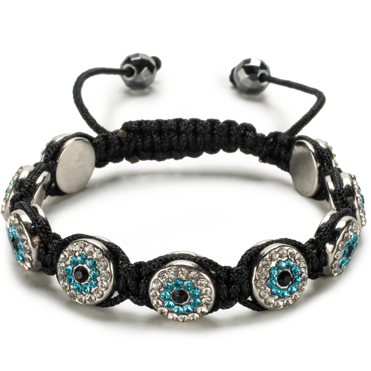 Kalifano Shamballa Bracelets Aquamarine Crystal Evil Eye Shamballa Bracelet SBMF-A