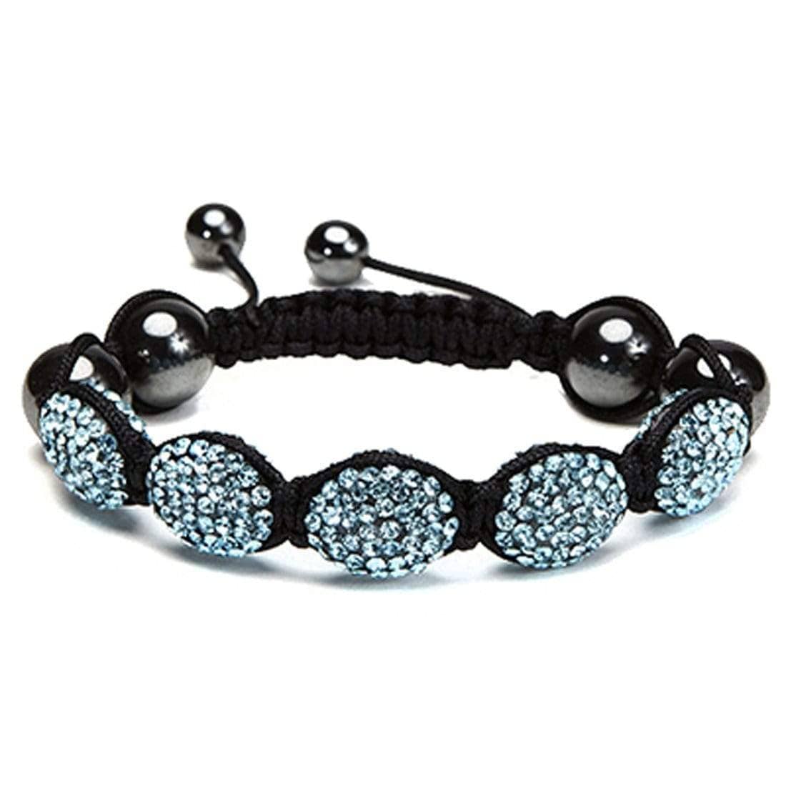 Kalifano Shamballa Bracelets Aquamarine Crystal Oval  Shamballa Bracelet SBOV-A