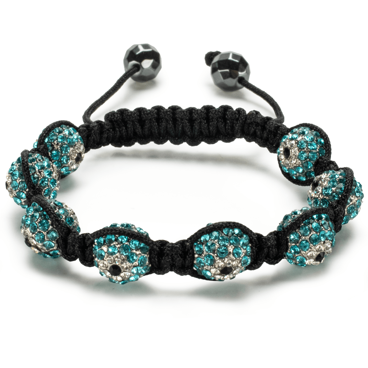 Kalifano Shamballa Bracelets Aquamarine Shamballa Evil Eye Crystal Bracelet SB-EE-11