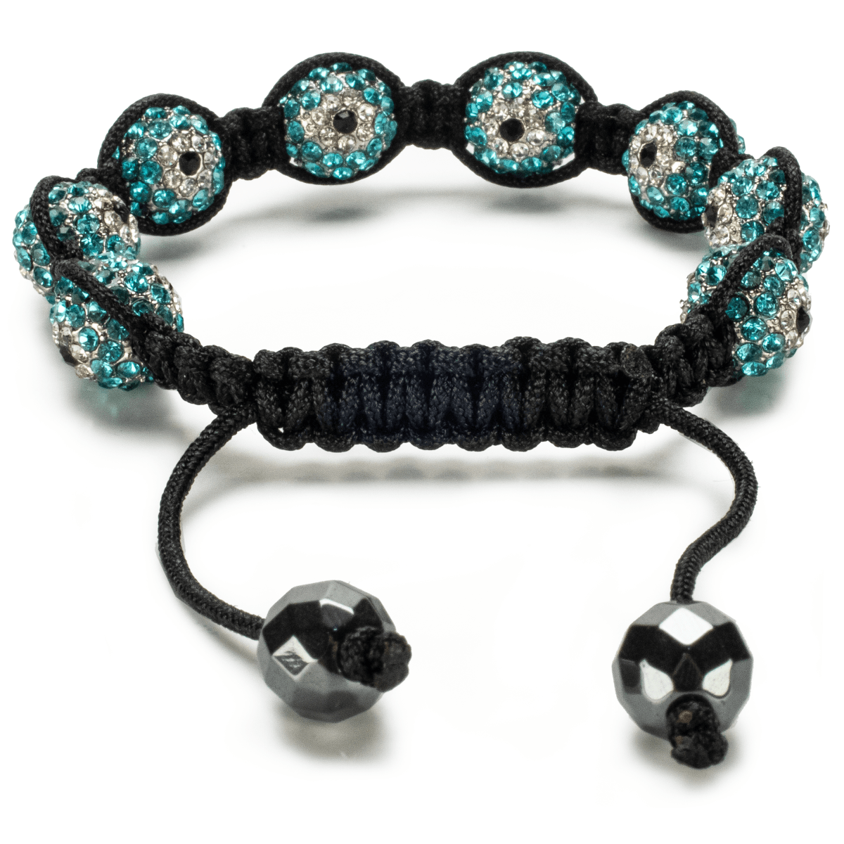 Kalifano Shamballa Bracelets Aquamarine Shamballa Evil Eye Crystal Bracelet SB-EE-11