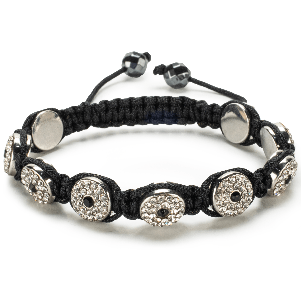 Kalifano Shamballa Bracelets Clear Crystal Evil Eye Shamballa Bracelet SBMF-C