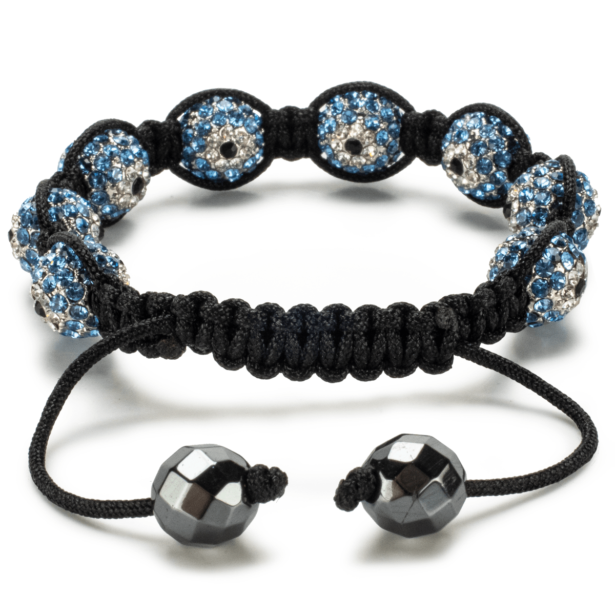 Kalifano Shamballa Bracelets Light Sapphire Shamballa Evil Eye Crystal Bracelet SB-EE-22