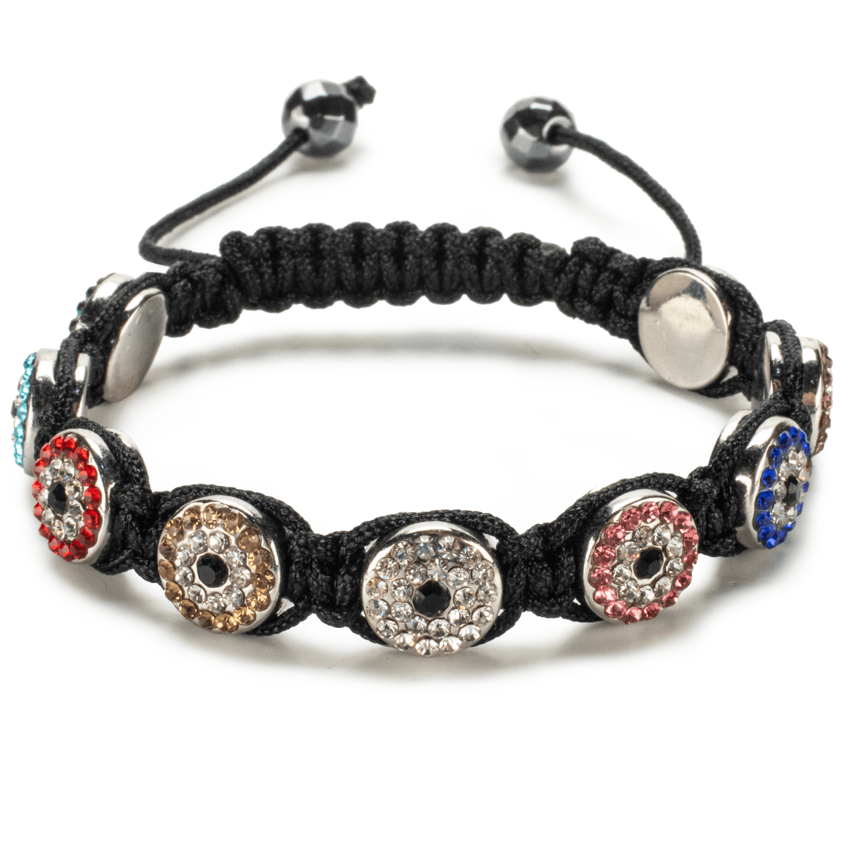 Kalifano Shamballa Bracelets Multi Color Crystal Evil Eye Shamballa Bracelet SBMF-MLT