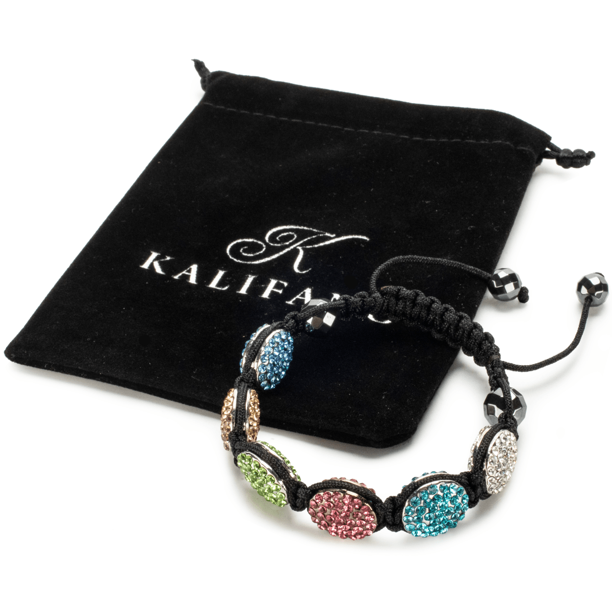 Kalifano Shamballa Bracelets Multi Color Crystal Oval Shamballa Bracelet SBOV-MLT2