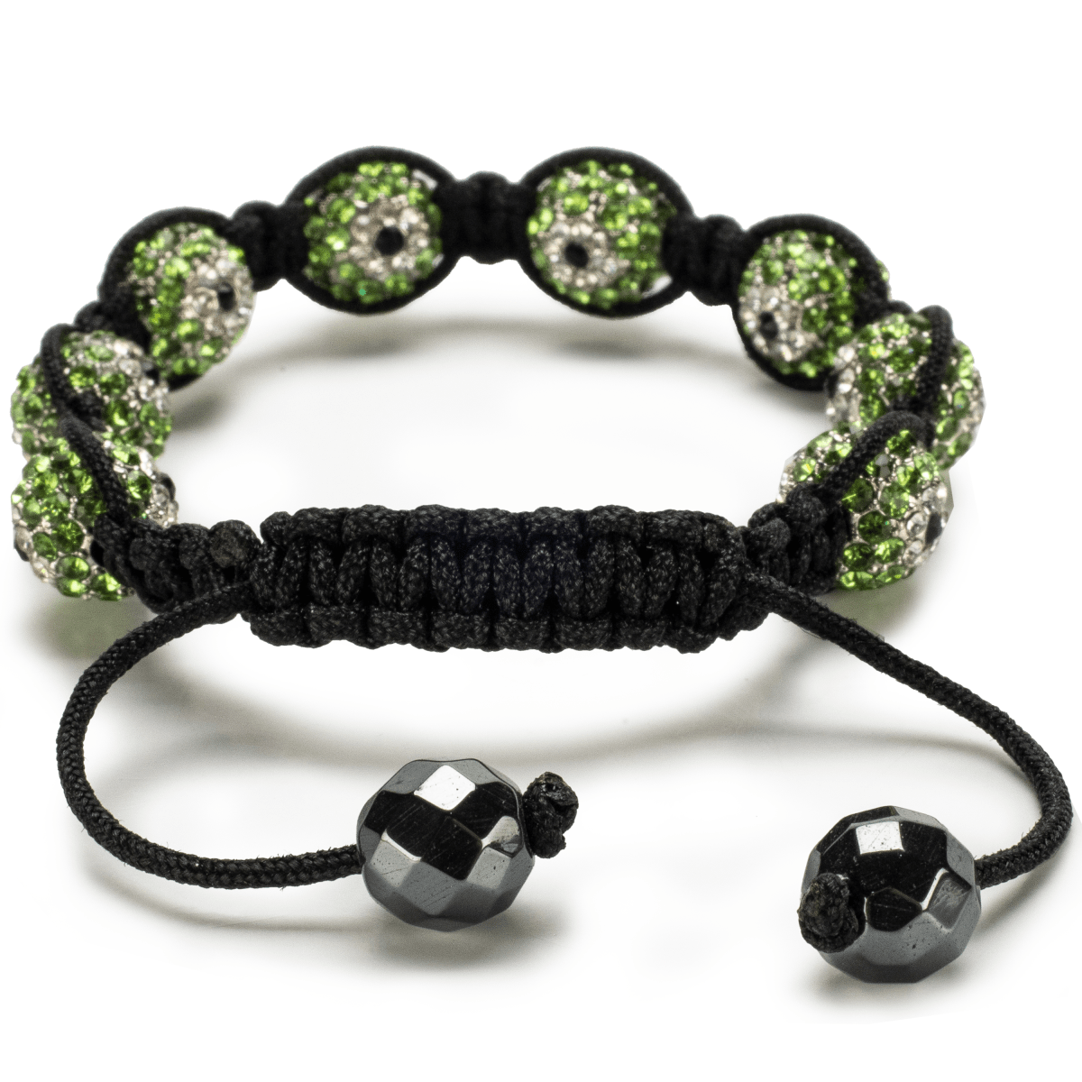 Kalifano Shamballa Bracelets Peridot Green Shamballa Evil Eye Crystal Bracelet SB-EE-13