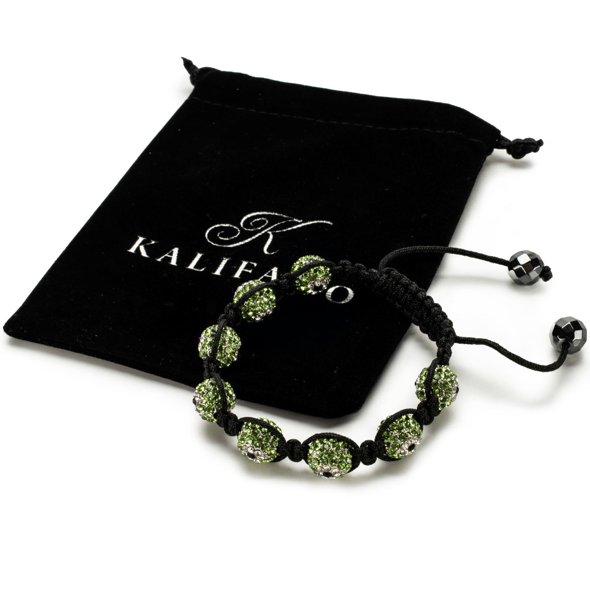 Kalifano Shamballa Bracelets Peridot Green Shamballa Evil Eye Crystal Bracelet SB-EE-13