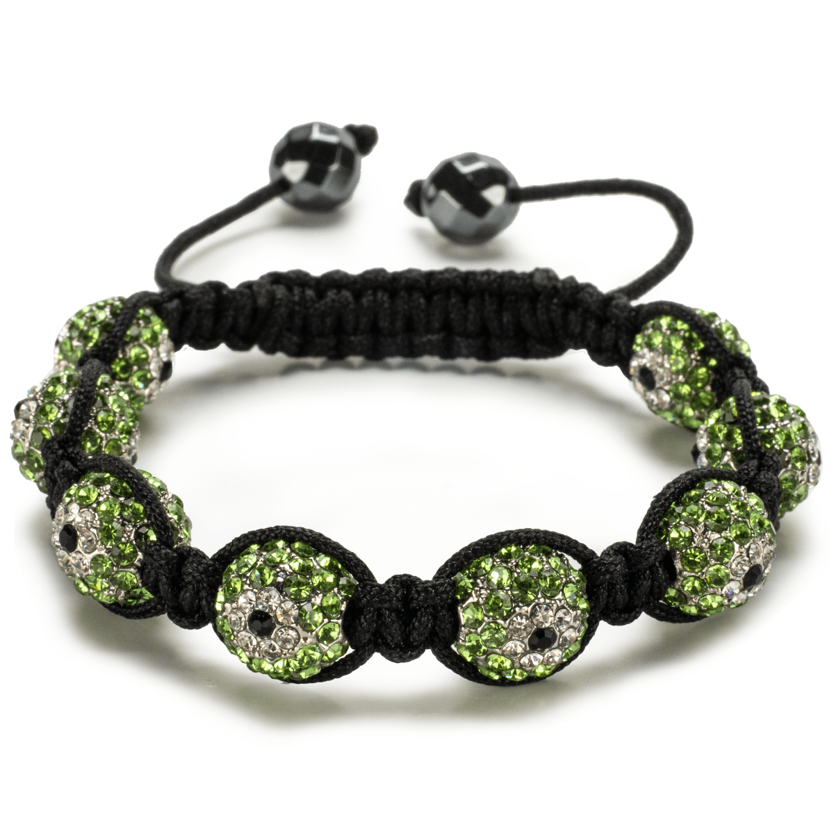 Kalifano Shamballa Bracelets Peridot Green Shamballa Evil Eye Crystal Bracelet SB-EE-13