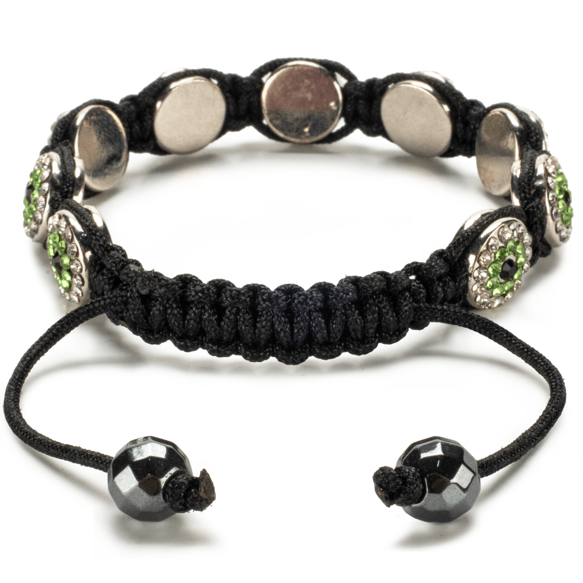 Kalifano Shamballa Bracelets Periodot Crystal Evil Eye Shamballa Bracelet SBMF-P