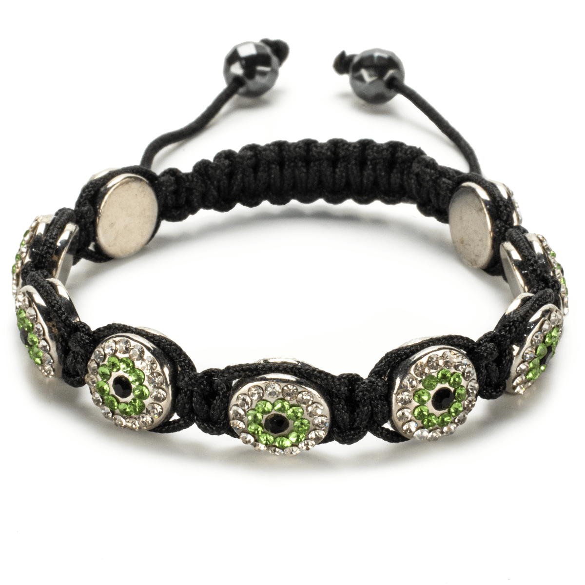 Kalifano Shamballa Bracelets Periodot Crystal Evil Eye Shamballa Bracelet SBMF-P