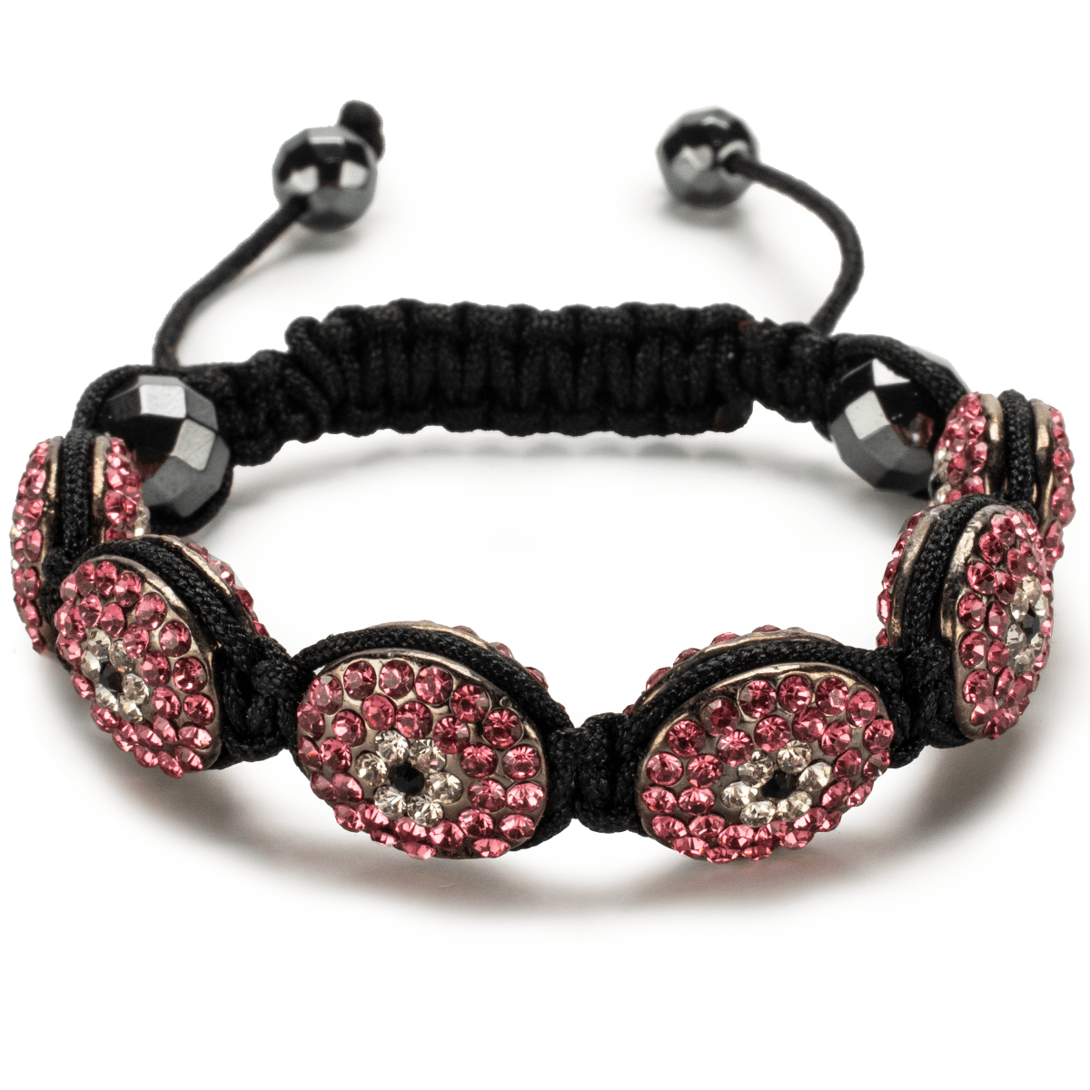Kalifano Shamballa Bracelets Rose Crystal Oval Shamballa Bracelet SBOV-EE-R