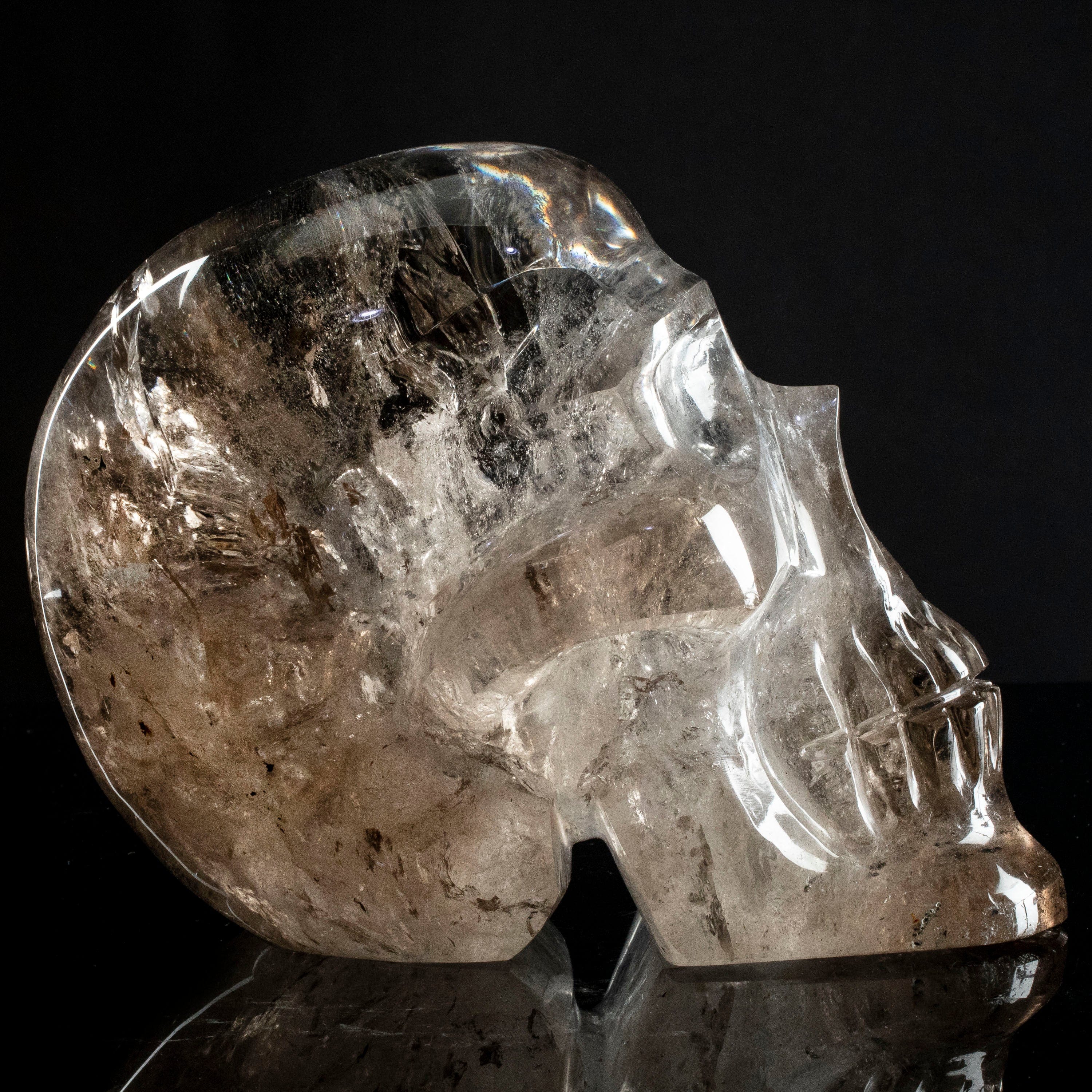 Kalifano Smoky Quartz Natural Brazilian Smoky Quartz Skull Carving - 8 in. SK12000.002