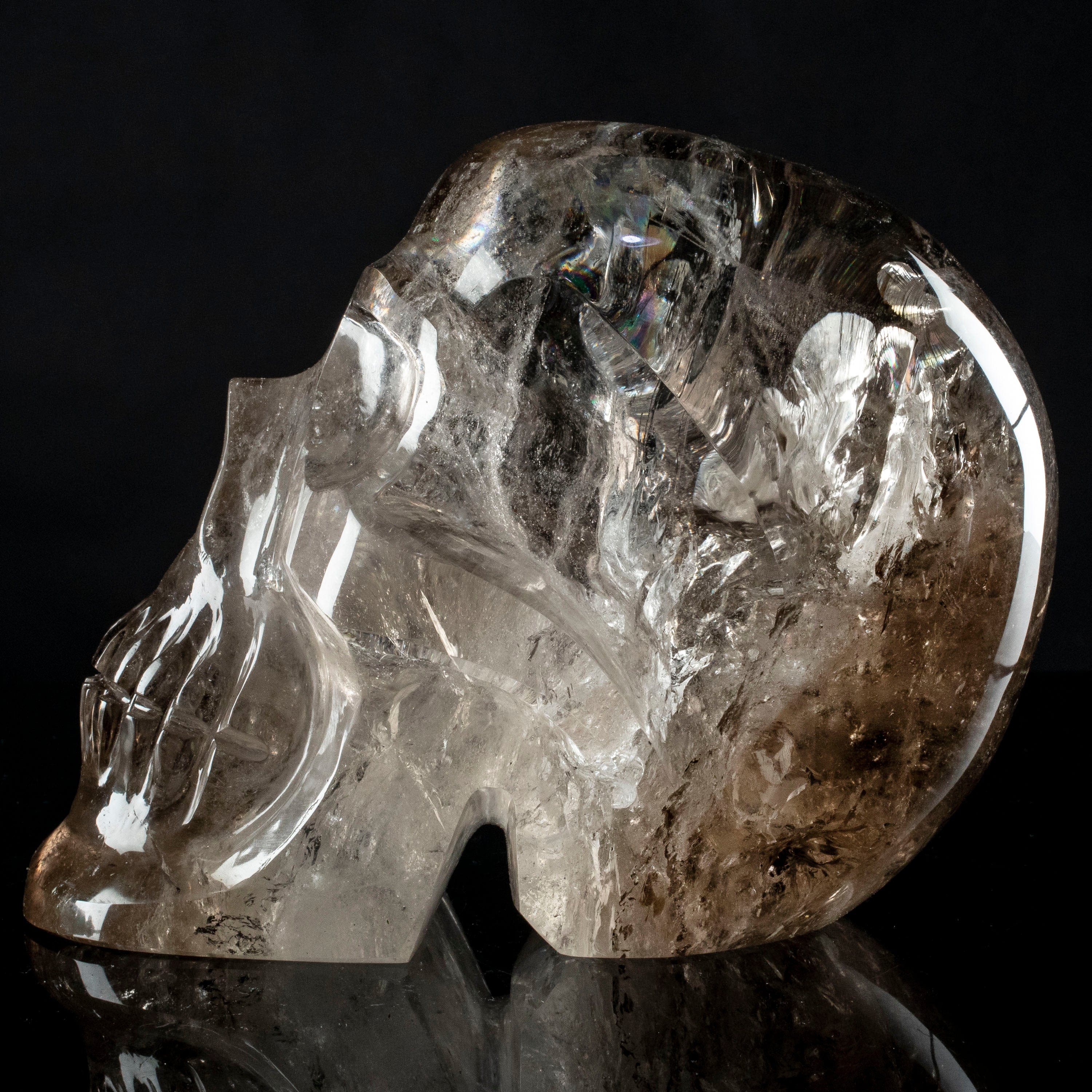 Kalifano Smoky Quartz Natural Brazilian Smoky Quartz Skull Carving - 8 in. SK12000.002