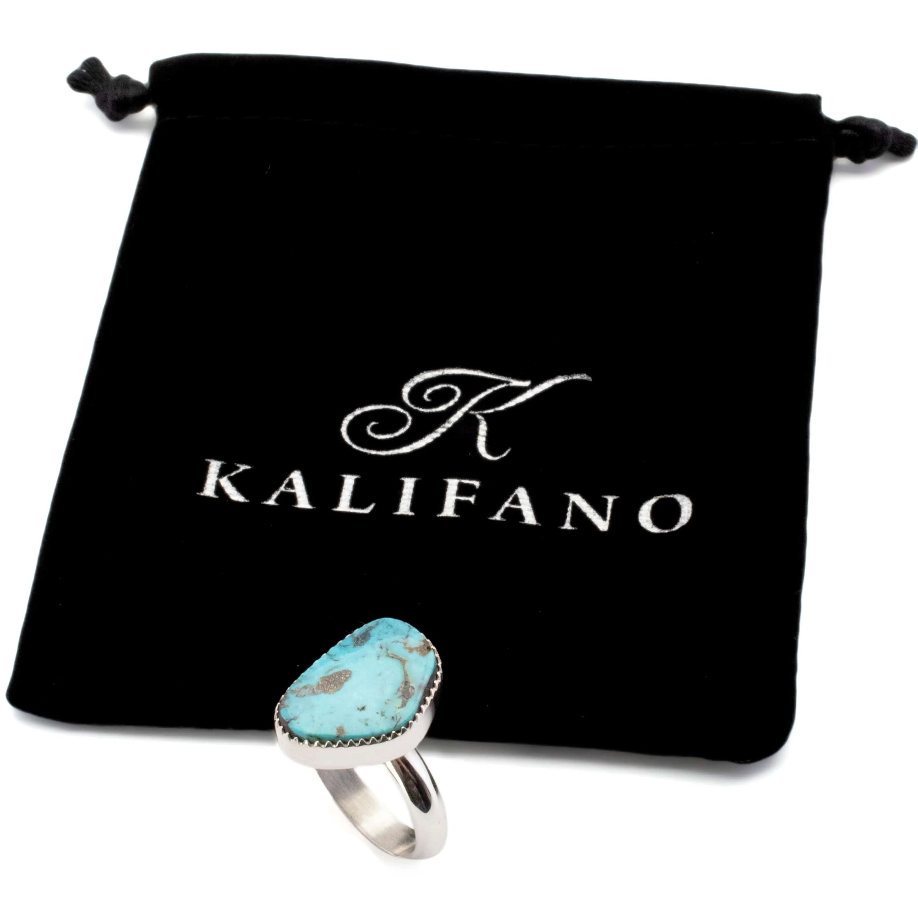 Kalifano Southwest Silver Jewelry 11 Kingman Turquoise USA Handmade 925 Sterling Silver Ring NMR350.001.11