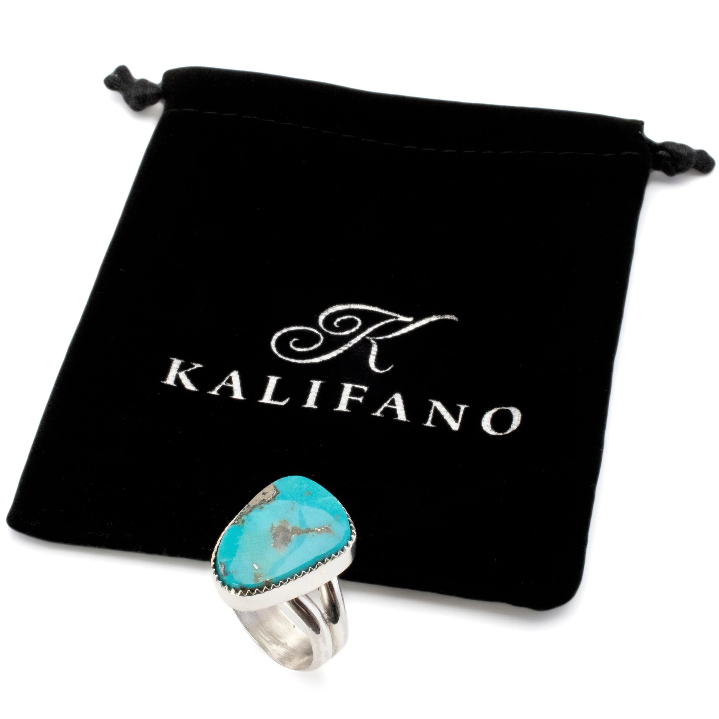 Kalifano Southwest Silver Jewelry 11 Kingman Turquoise USA Handmade 925 Sterling Silver Ring NMR450.002.11