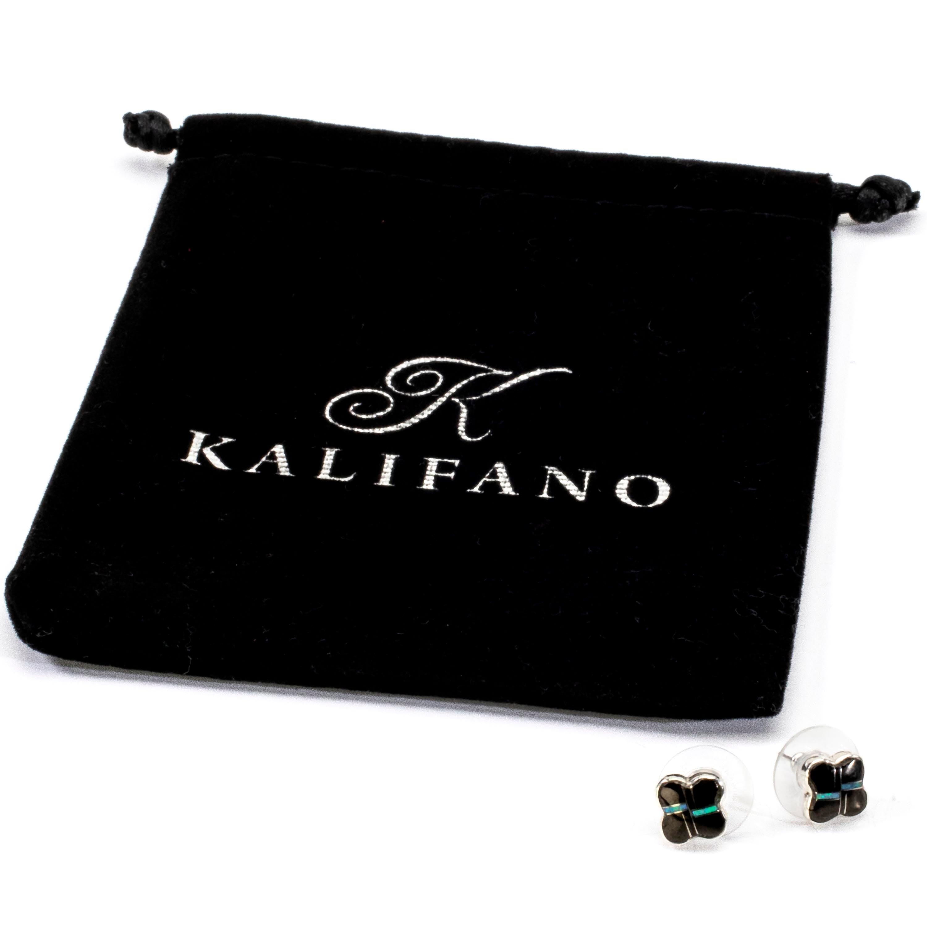 Kalifano Southwest Silver Jewelry Black Onyx Flower Handmade with Sterling Silver NME.2269.BO2