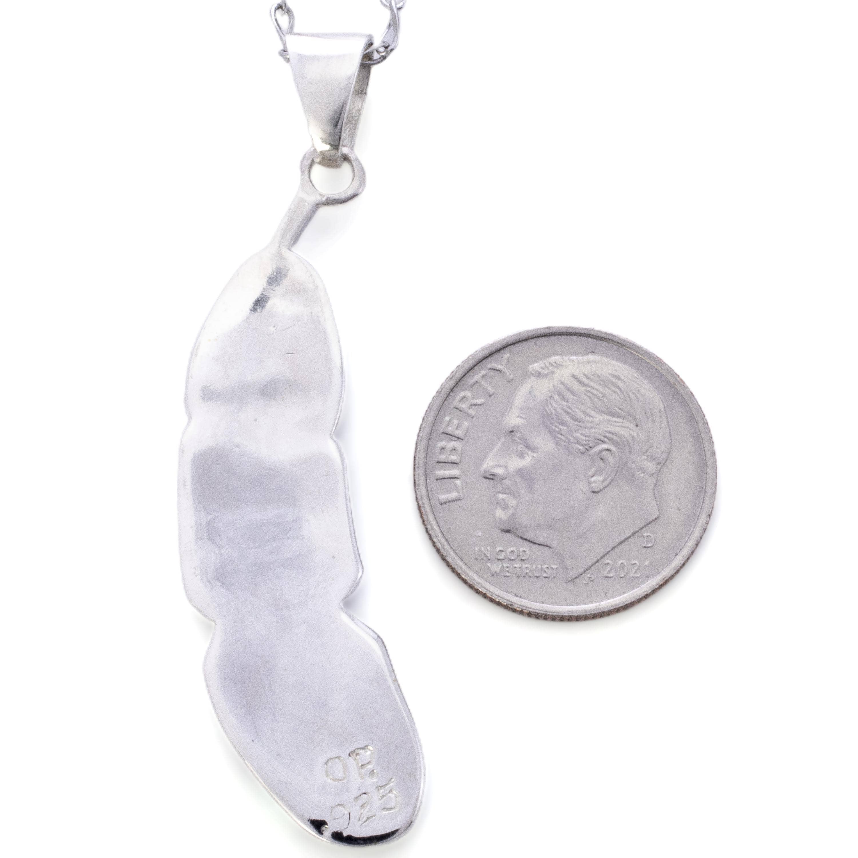 Kalifano Southwest Silver Jewelry Lapis Feather 925 Sterling Silver Pendant USA Handmade with Opal Accent NMN.2312.LP