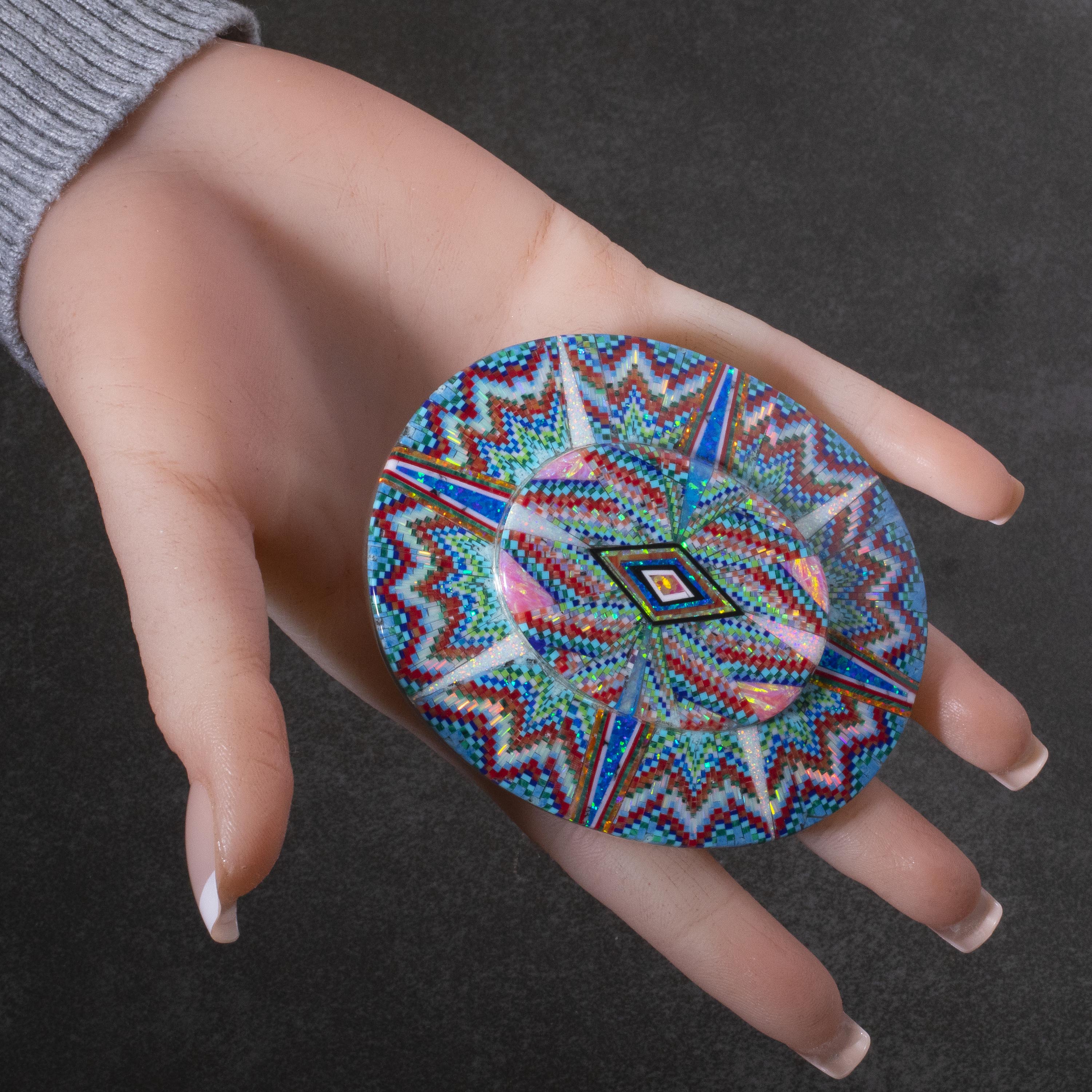 KALIFANO Southwest Silver Jewelry Multi Gem Opal Micro Inlay with Genuine Turquoise and Coral Handmade 925 Sterling Silver Oval Belt Buckle AKBB1800.003