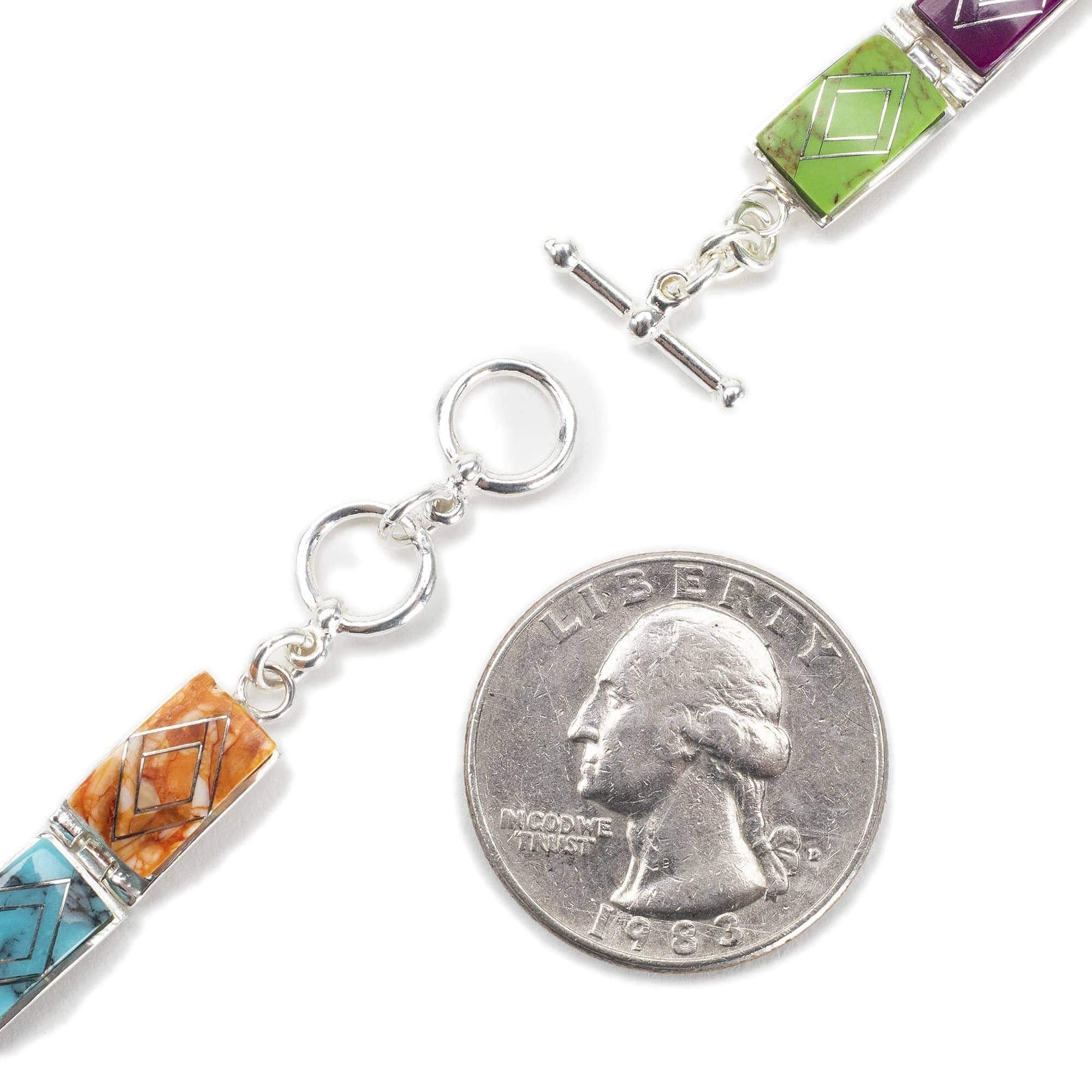 Kalifano Southwest Silver Jewelry Multi Gemstone 925 Sterling Silver Bracelet USA Handmade with Opal Accent NMB.0553.MT