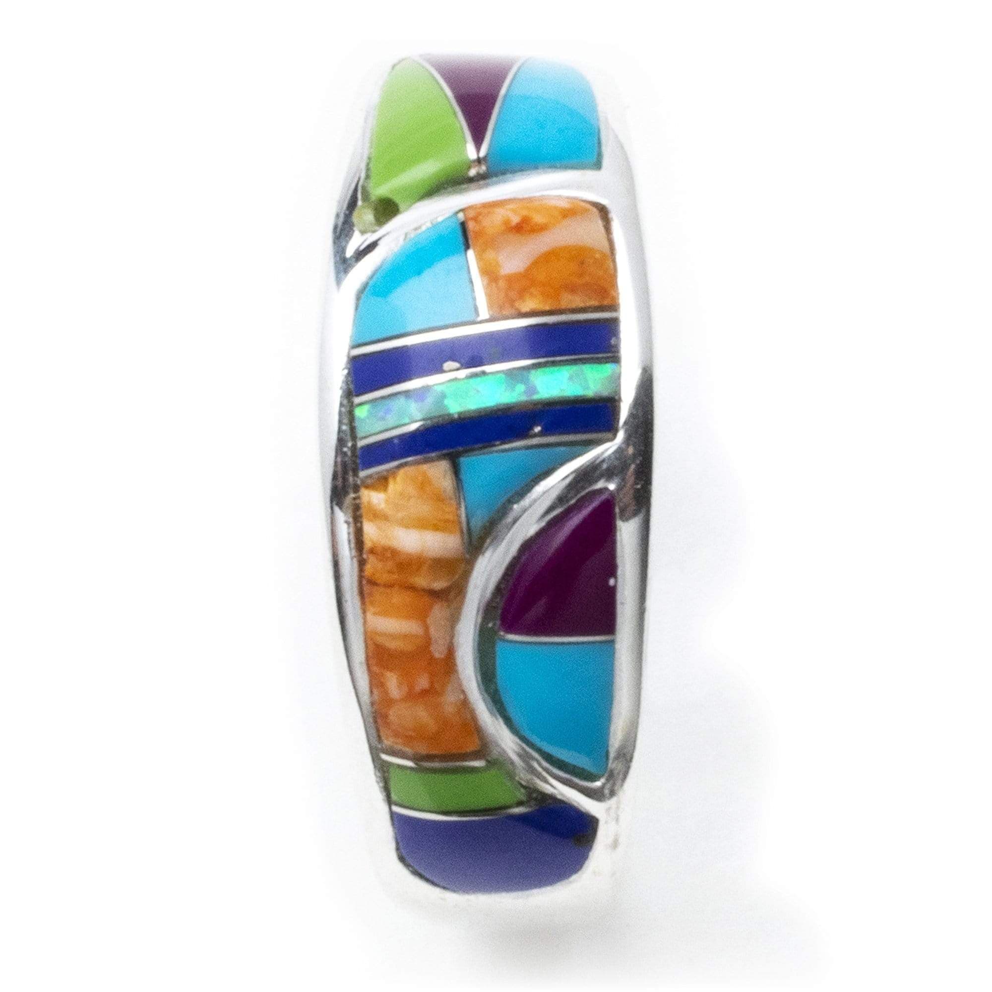 Kalifano Southwest Silver Jewelry Multi Gemstone 925 Sterling Silver Ring USA Handmade with Turquoise