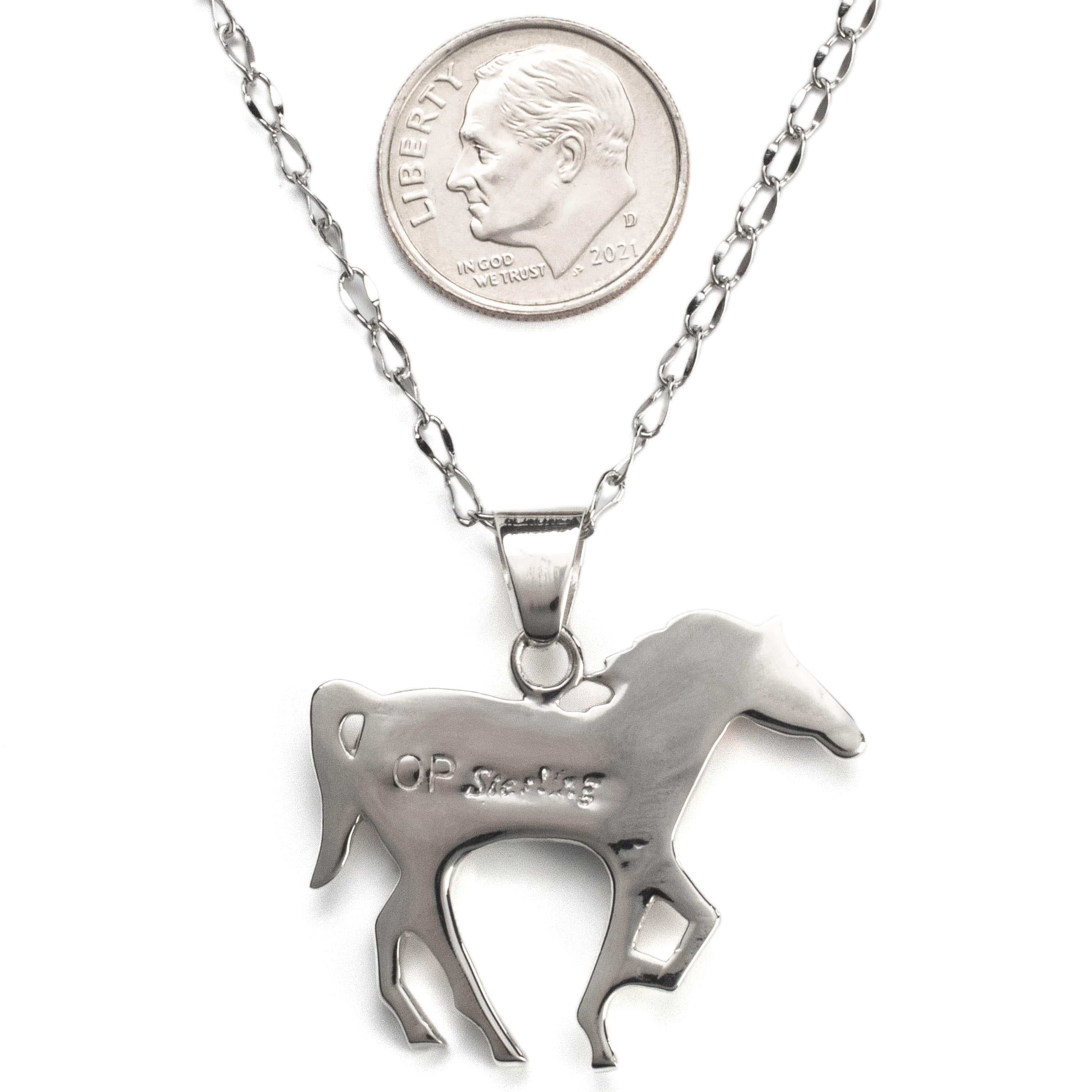 Kalifano Southwest Silver Jewelry Multi Gemstone Horse Handmade with Sterling Silver Pendant and Opal Accent NMN.1089.MT