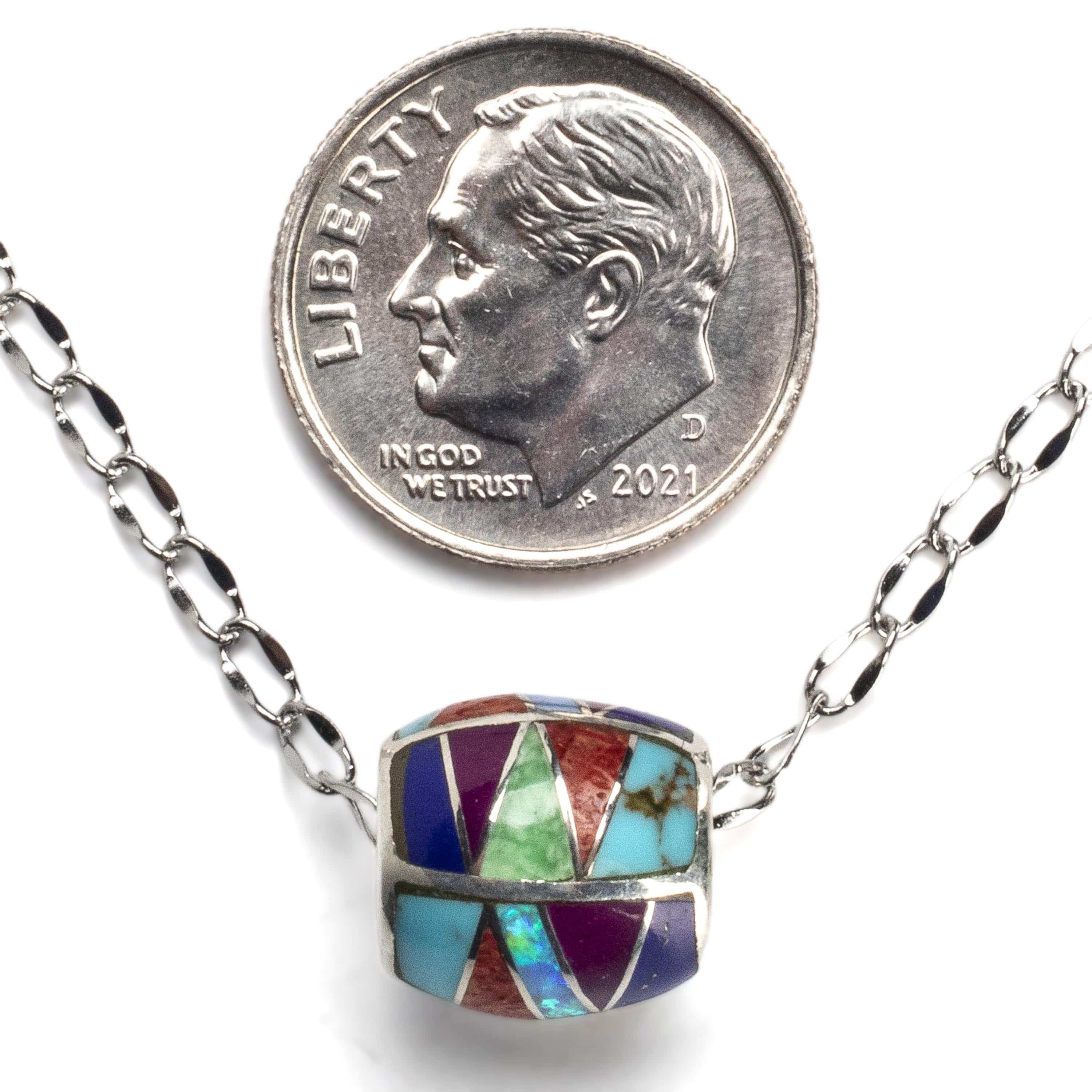 Kalifano Southwest Silver Jewelry Multi Gemstone Pendant Handmade with Sterling Silver and Opal Accent NMN.0570.MT