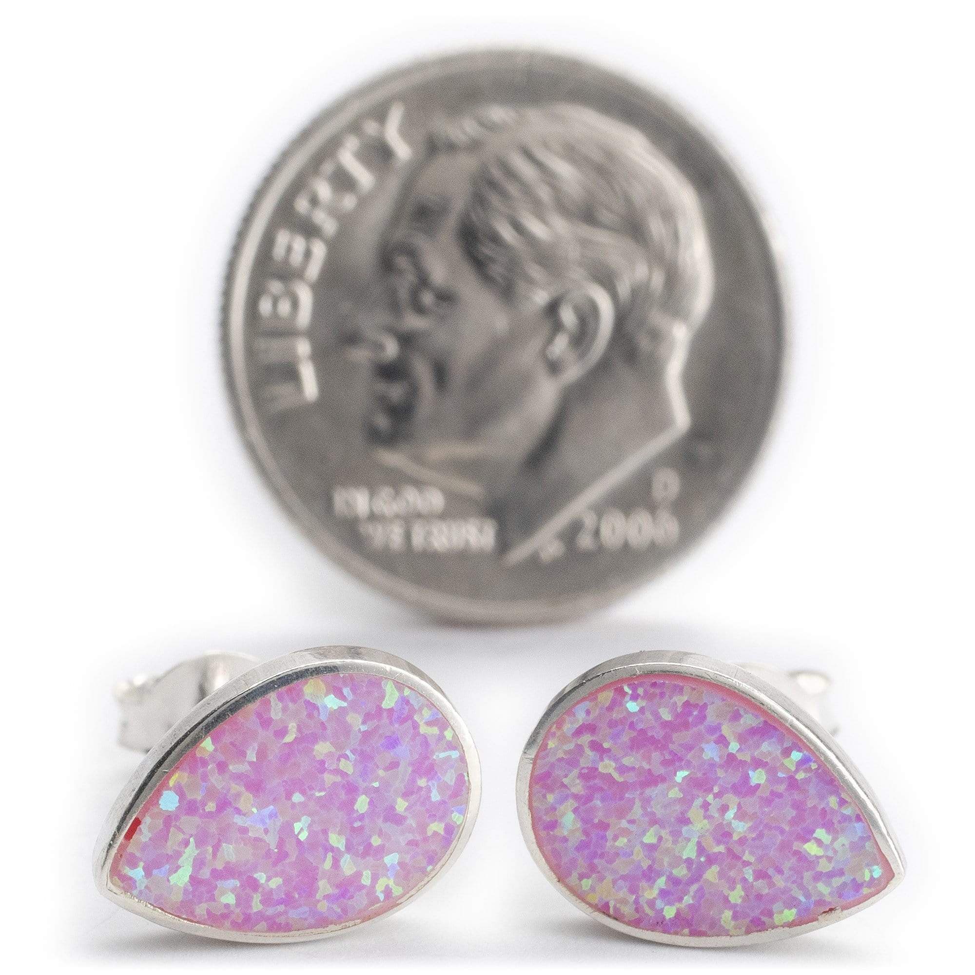 Kalifano Southwest Silver Jewelry Pink Opal Oval 925 Sterling Silver Earring with Stud Backing Handmade NME.0022.PO