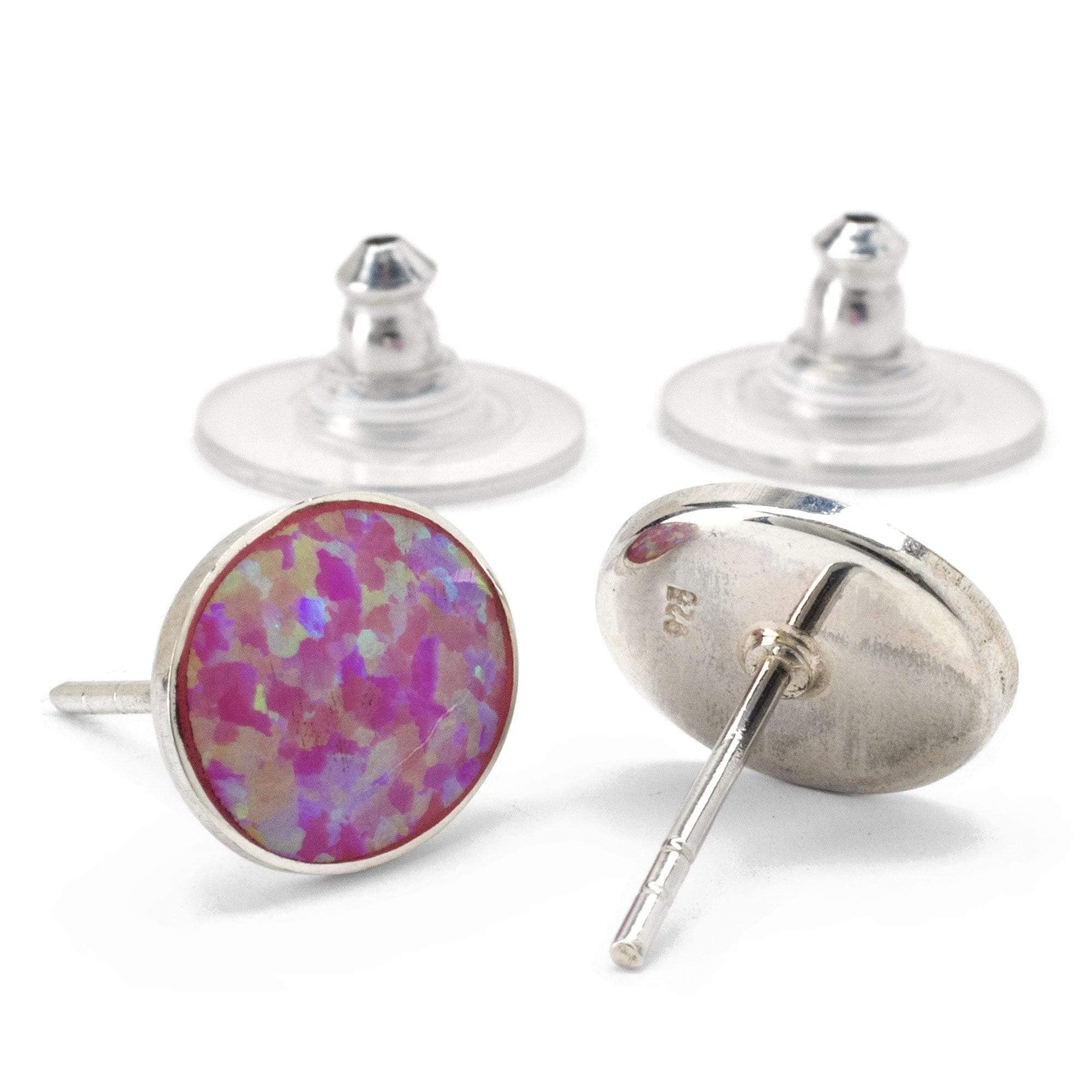 Kalifano Southwest Silver Jewelry Pink Opal Oval 925 Sterling Silver Earring with Stud Backing Handmade NME.0026.PO