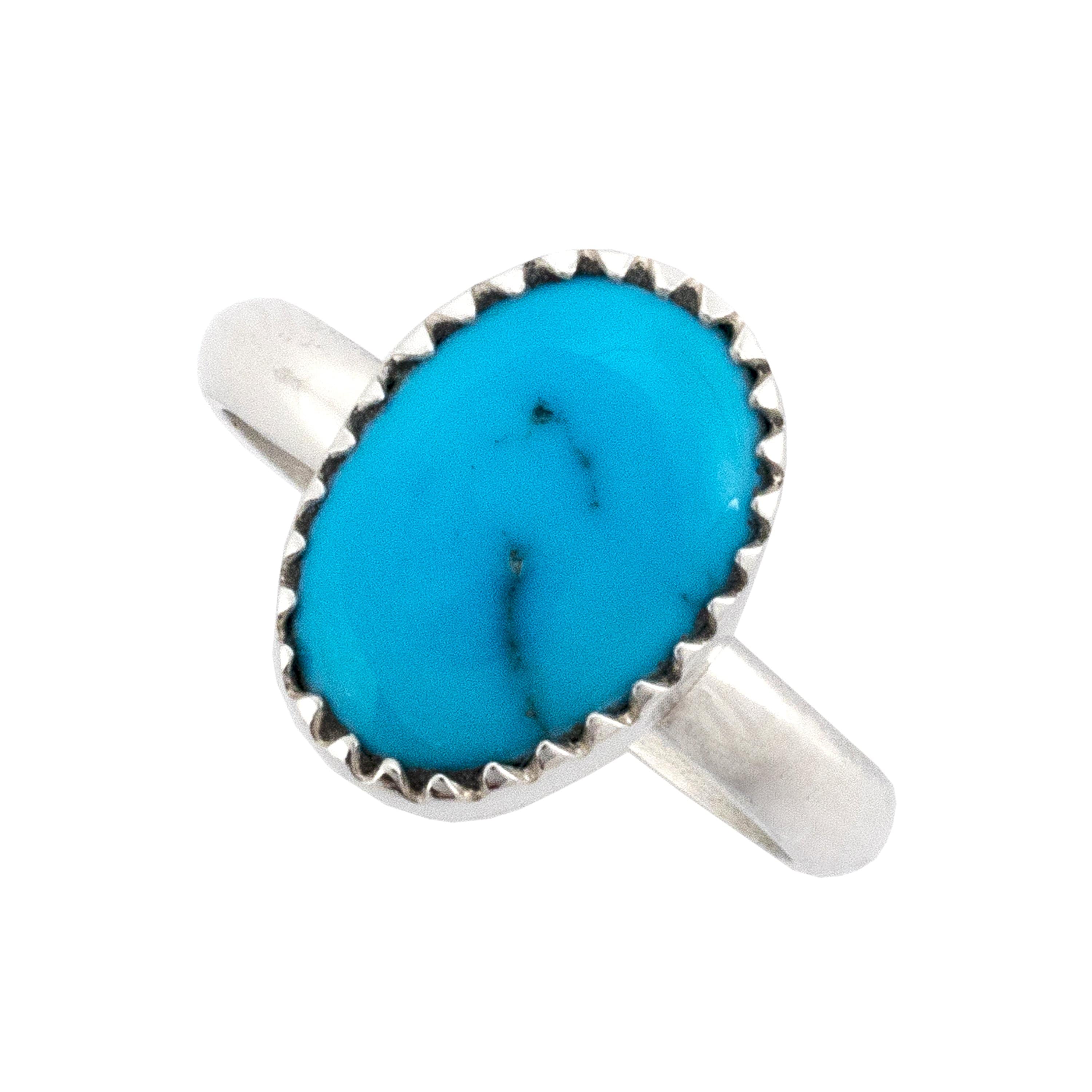 Kalifano Southwest Silver Jewelry Sleeping Beauty Turquoise 925 Sterling Silver Ring USA Handmade