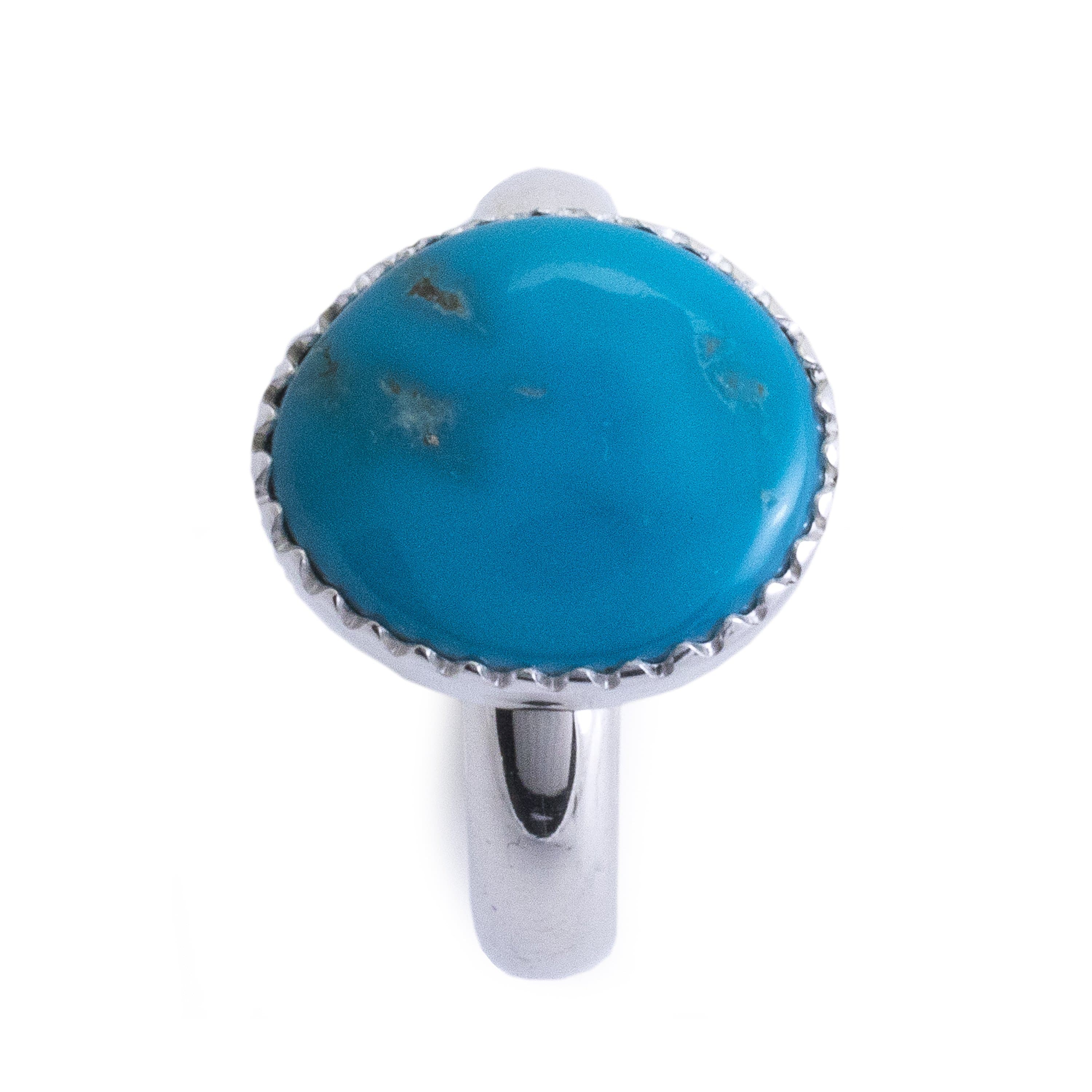 Kalifano Southwest Silver Jewelry Sleeping Beauty Turquoise 925 Sterling Silver Ring USA Handmade