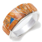 Spiny Oyster Shell 925 Sterling Silver Ring USA Handmade with Labratory Opal Accent