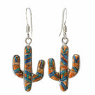 Spiny Oyster Shell Cactus 925 Sterling Silver Earring with French Hook USA Handmade with Opal Accent