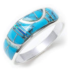 Turquoise 925 Sterling Silver Ring USA Handmade with Labratory Opal Accent
