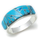 Turquoise 925 Sterling Silver Ring USA Handmade with Labratory Opal Accent
