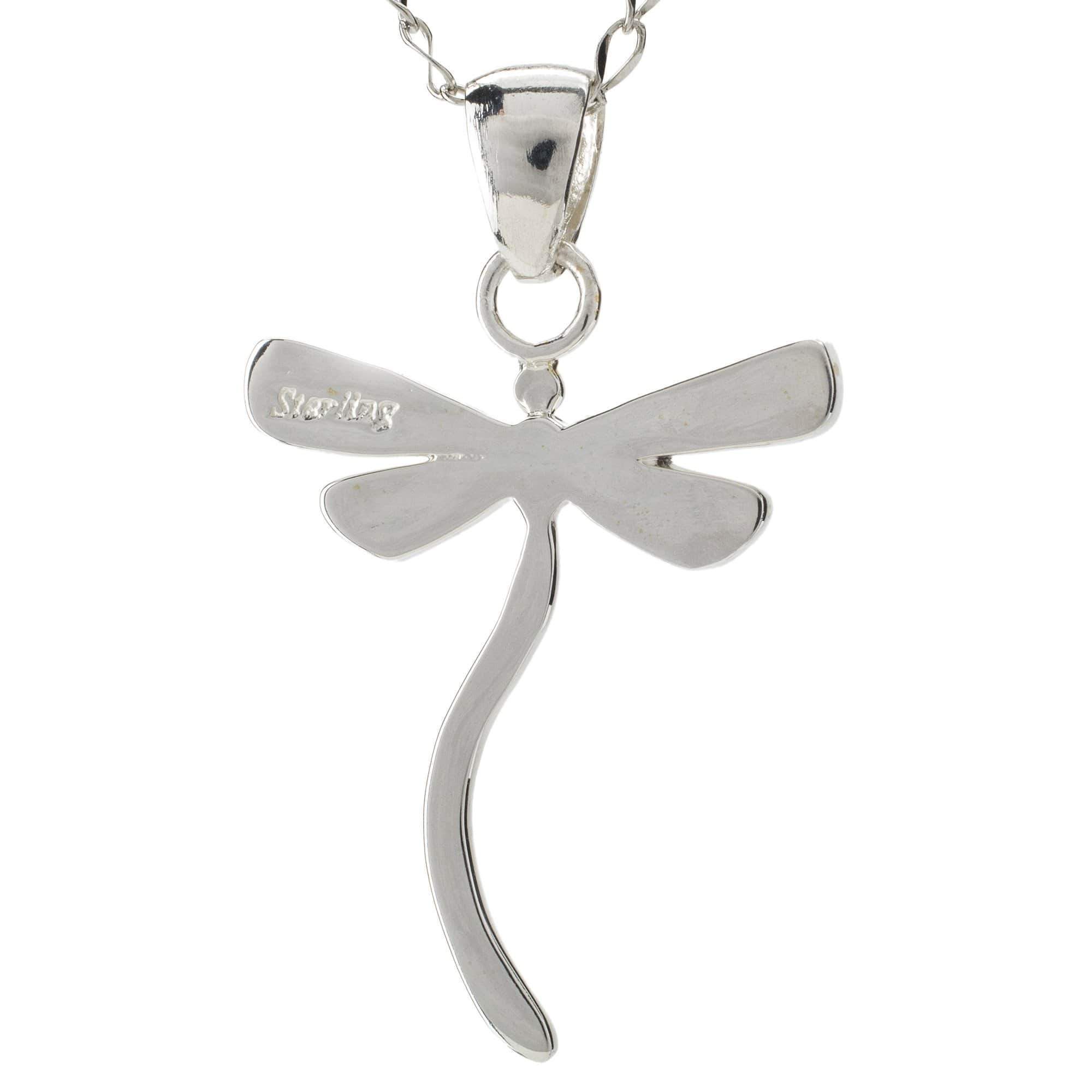 Kalifano Southwest Silver Jewelry Turquoise Dragonfly 925 Sterling Silver Pendant USA Handmade with Aqua Opal Accent NMN.0893.TQ