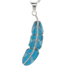 Turquoise Feather 925 Sterling Silver Pendant USA Handmade with Opal Accent