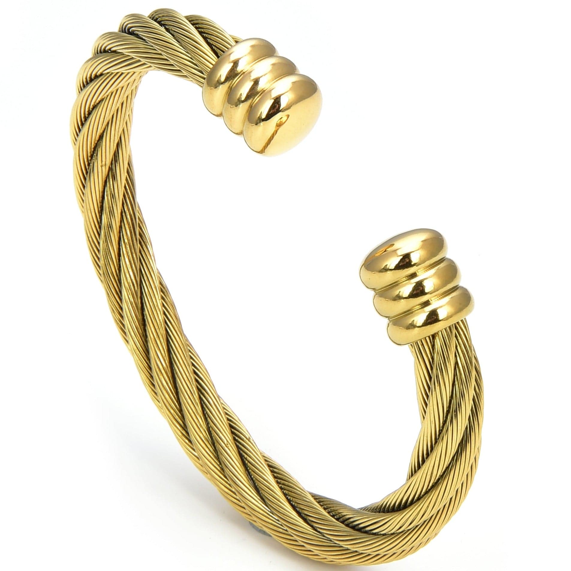 Kalifano Steel Hearts Jewelry Steel Heart Open Bangle Bracelet SHB200-141